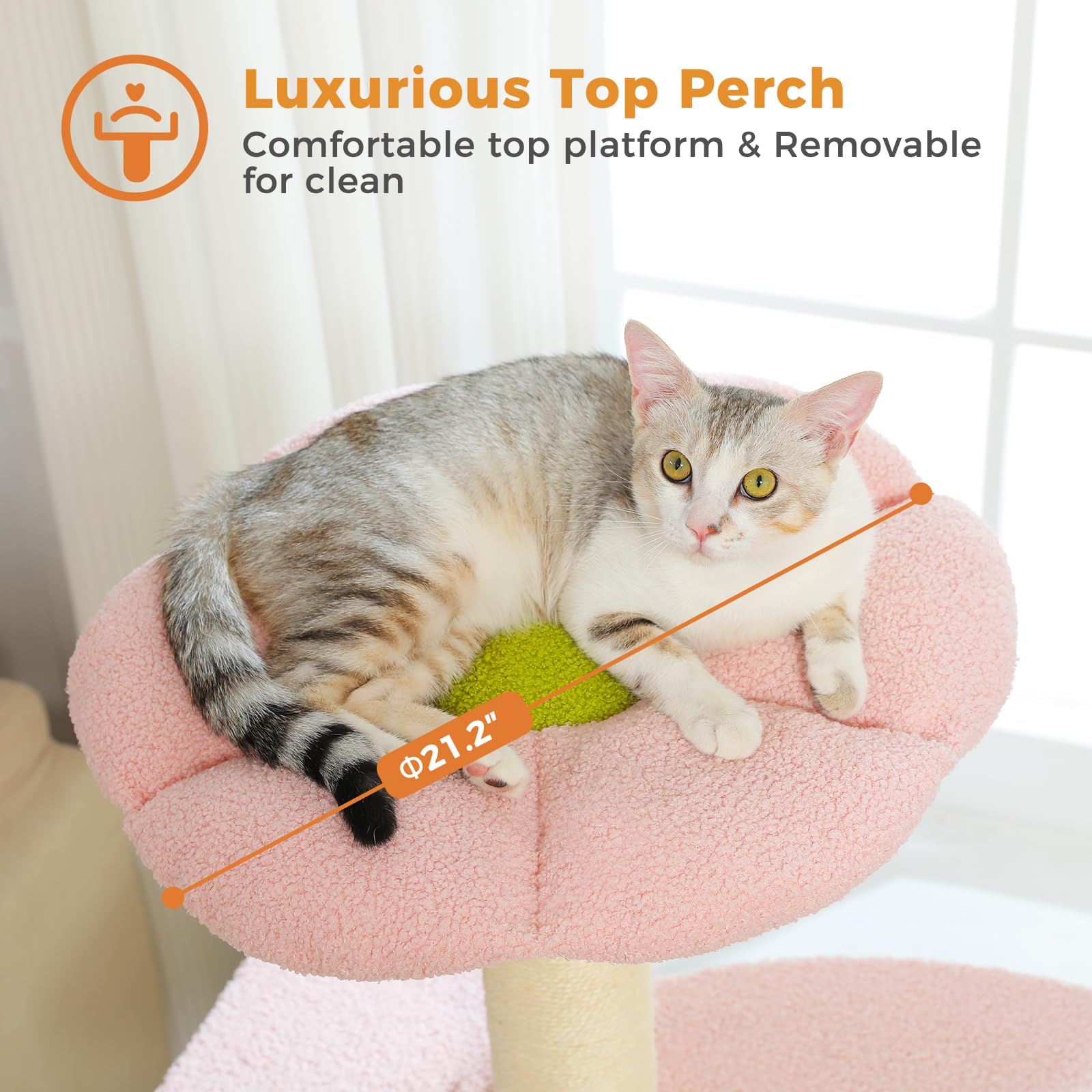 Uymi Flower 50-Inch Heavy-Duty Cat Tree For Large Cats - Sturdy Cat Tower With Extra-Thick Scratching Posts (F4.3), Spacious Con