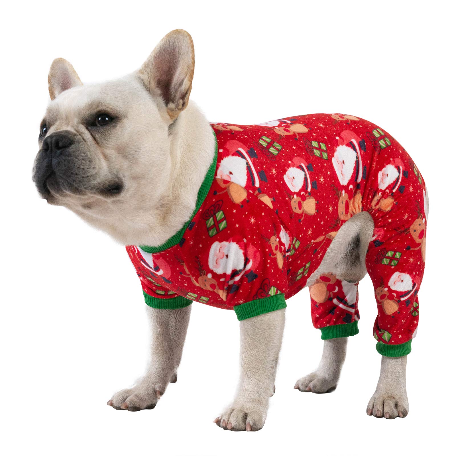 Cutebone Small Dogs Christmas Outfit Soft Puppy Onesies Pjs Dog Pajamas Pet Coat Cat Apparel Comfy Doggie Jumpsuit Bodysuit For 