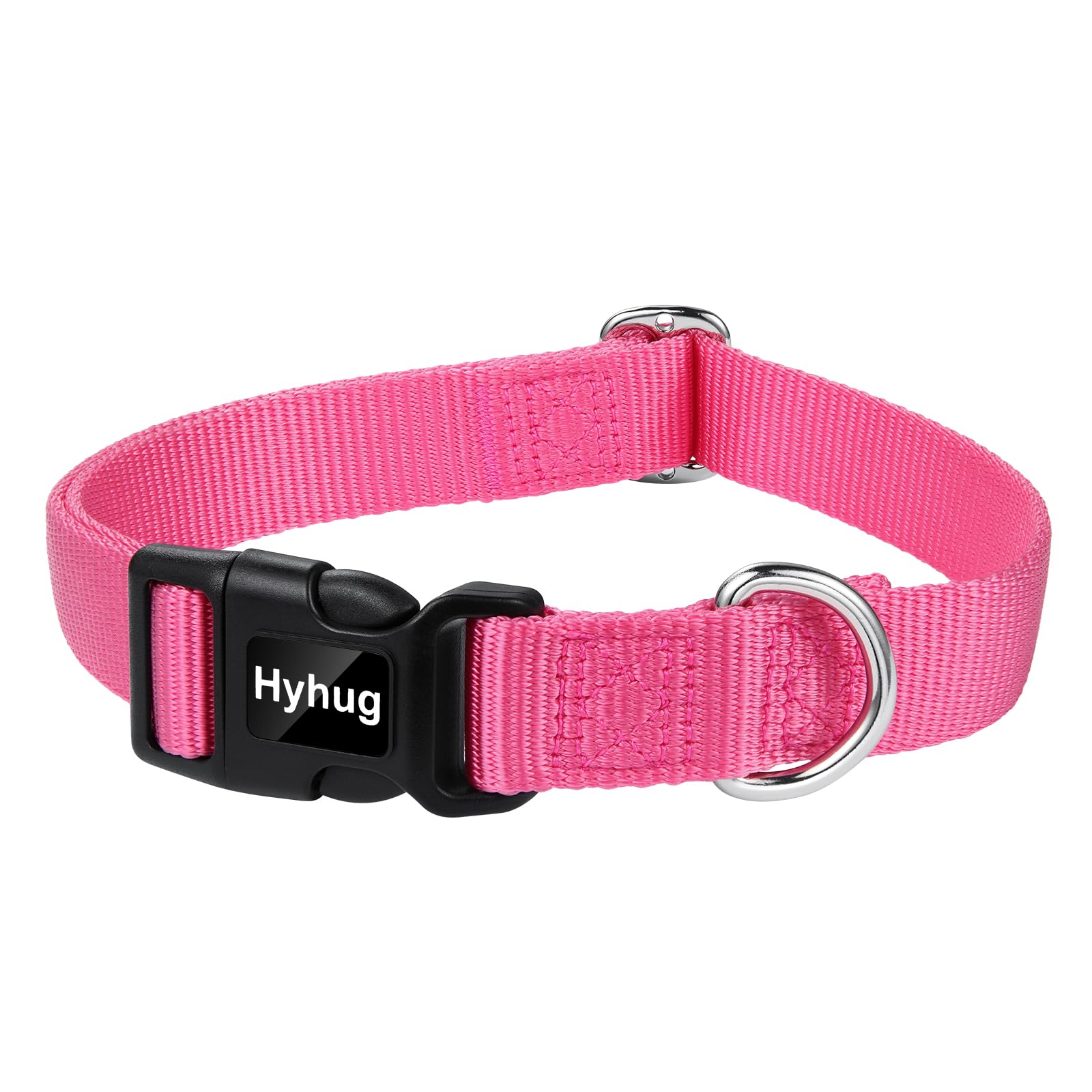 Hyhug Dog Collar With Quick Release Buckle, Nylon Adjustable Durable Cute Pet Collars For Medium Dogs, Boy And Girl(Candy Pink, 
