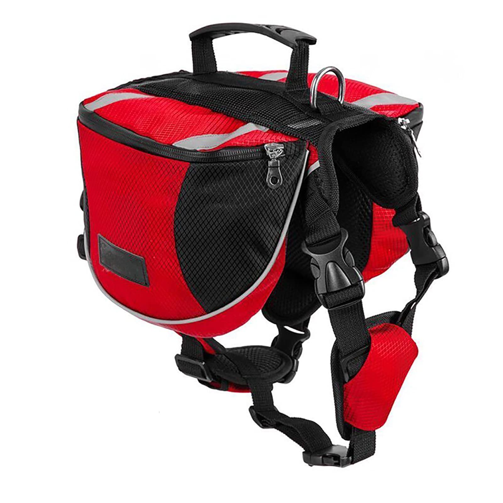 Lifeunion Polyester Dog Saddlebags Pack Hound Travel Camping Hiking Backpack Saddle Bag For Small Medium Large Dogs (Red,M)