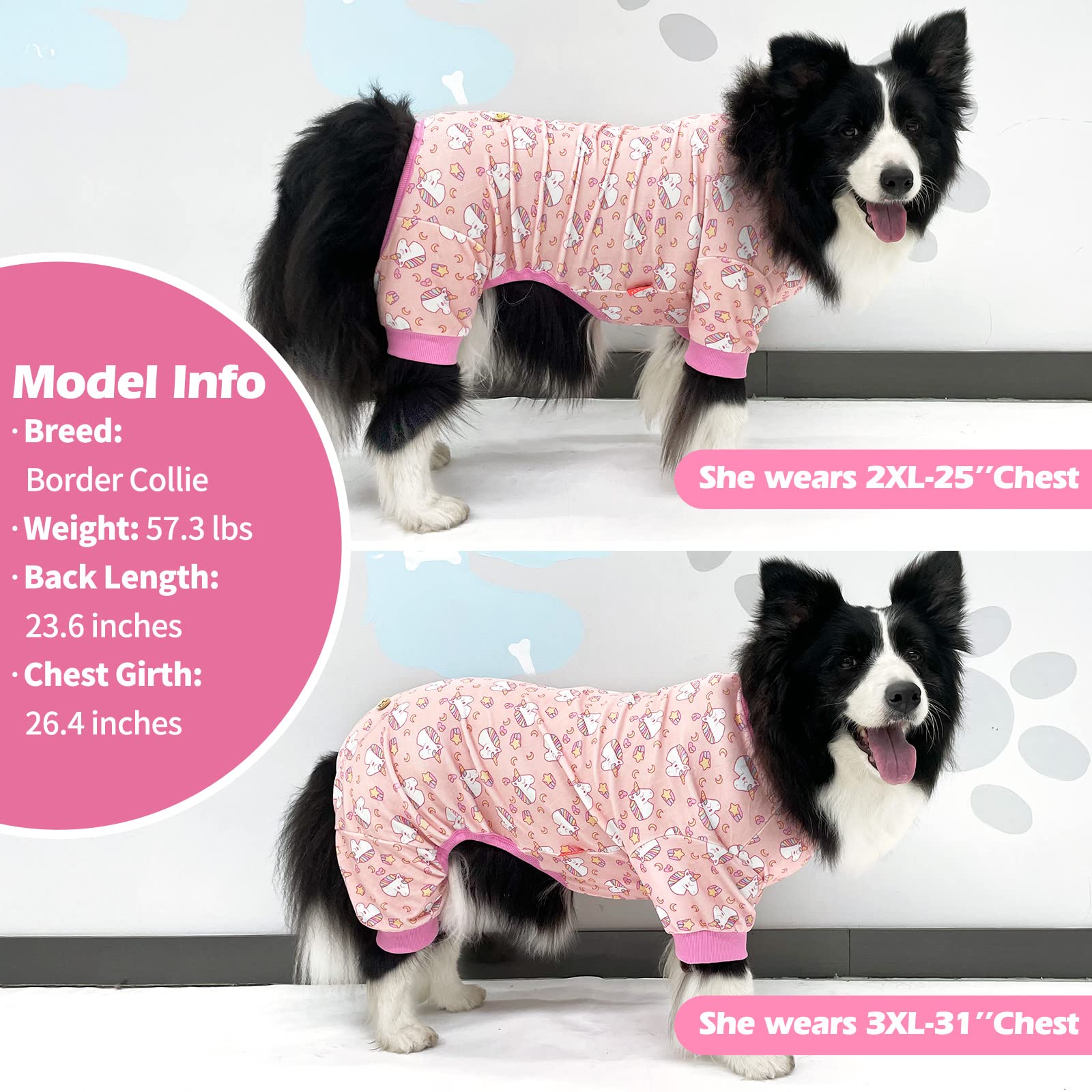 Kyeese Dog Pajamas For Large Dogs Unicorn Soft Material Stretchable Dog Pajamas Onesie Pet Pjs Dog Clothes