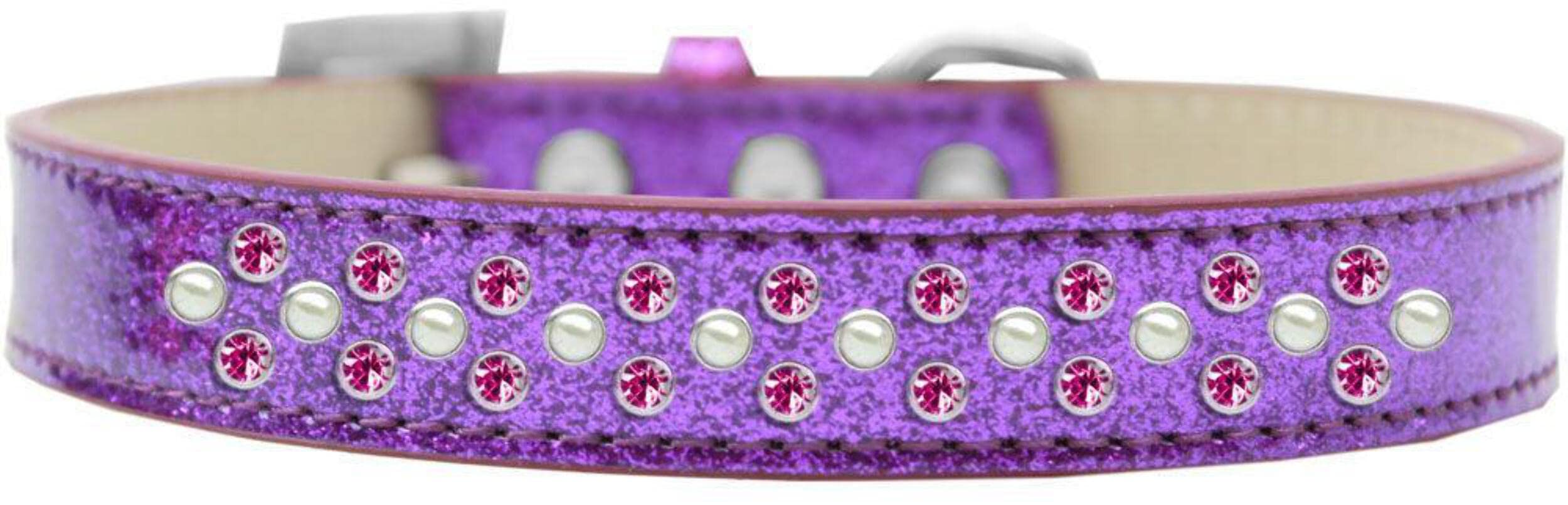 Mirage Pet Products Sprinkles Ice Cream Dog Collar with Pearl and Bright Pink Crystals, Size 12, Purple