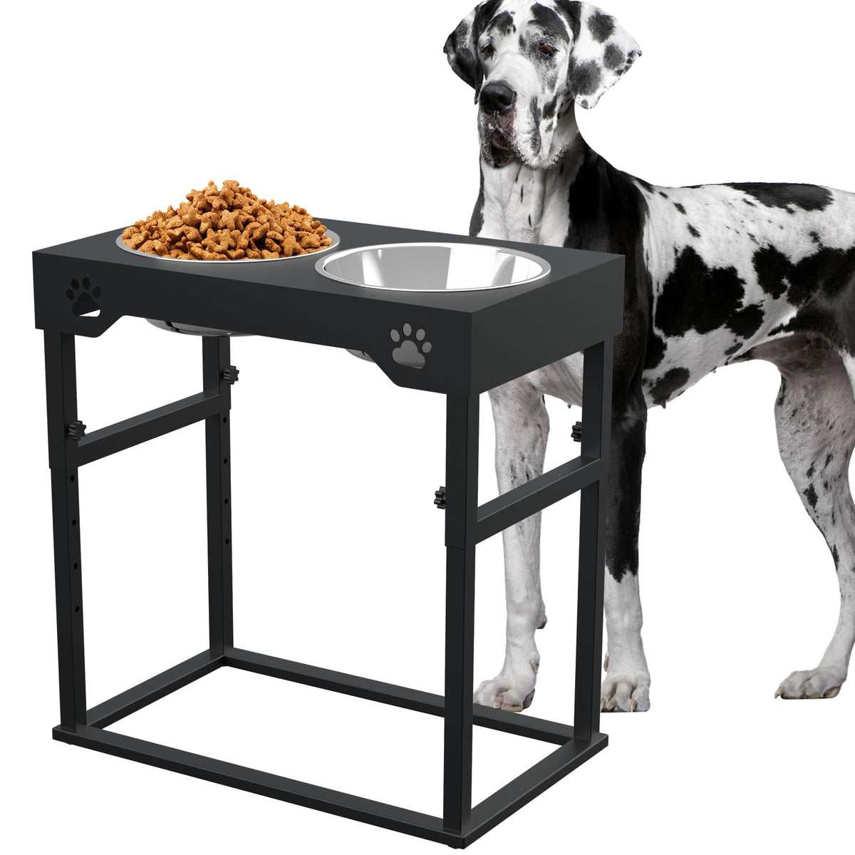 Sunmeyke Elevated Dog Bowl Stand, 8.8 Lb Weight Capacity, Adjustable 8 Heights, Stainless Steel, Reduces Joint Stress, Easy To Use And Adjust, Anti-Skid Pads