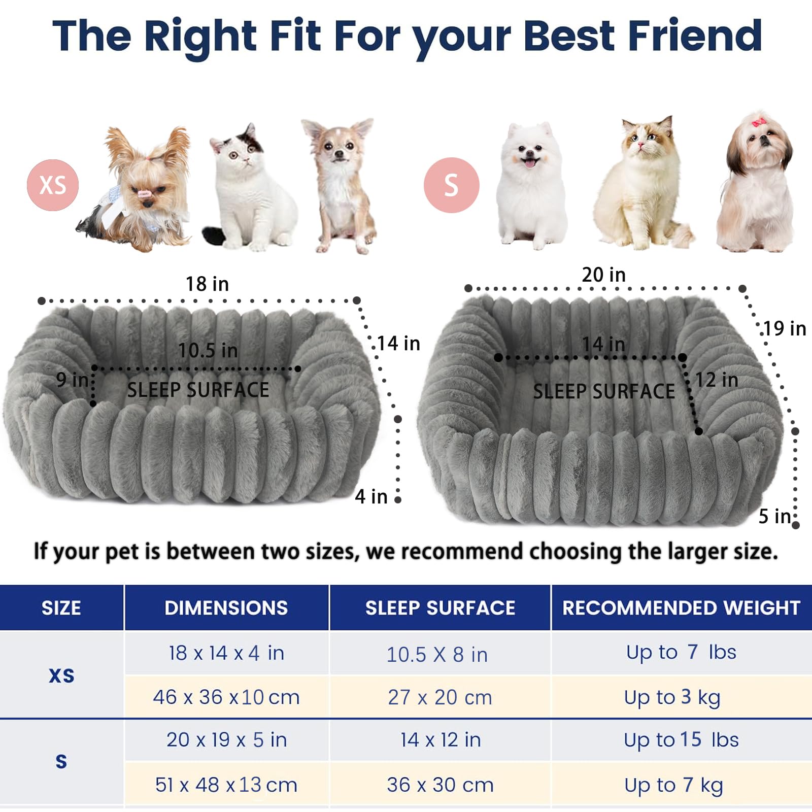 Zihapgpzp Small Cat Beds For Indoor Cats Washable Furry Kitten Beds With Sides,Rectangle Orthopedic Soft Calming Comfy Sleeping