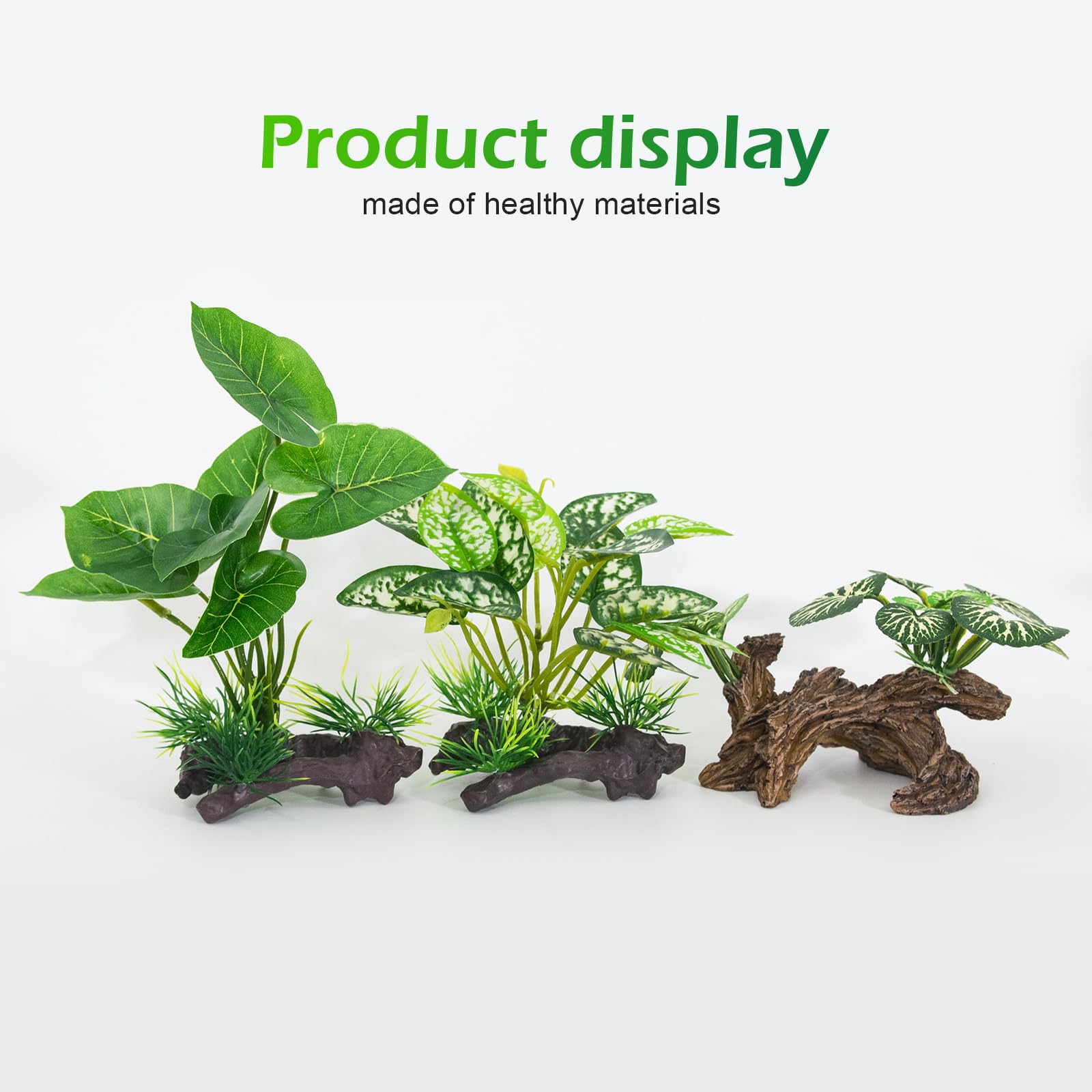 Vtapliea Fish Tank Decorations Aquarium Ornaments 3pcs Betta Silk Leaf Plants Artificial Driftwood Cave Aquarium Plants Accessor