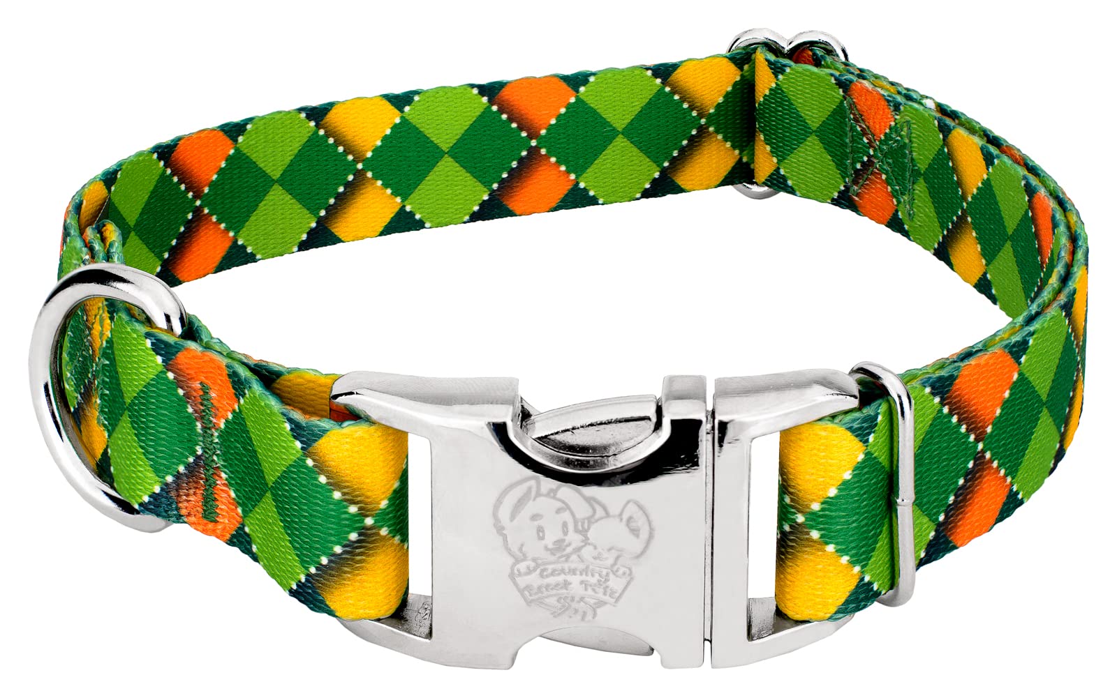Country Brook Petz - Premium Limerick Argyle Dog Collar - Irish Pride Collection Featuring Lucky Designs (1 Inch, Medium)