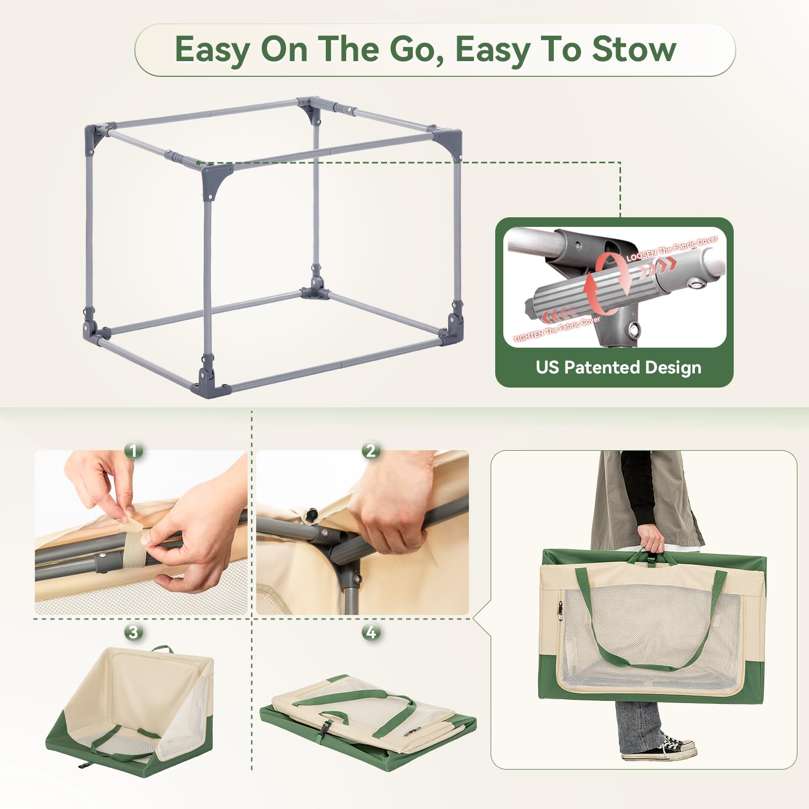 A4Pet Collapsible Dog Crate, Soft Sided Dog Crate - 40 Inch Adjustable Stainless Steel Frame, Lightweight, Durable And Portable