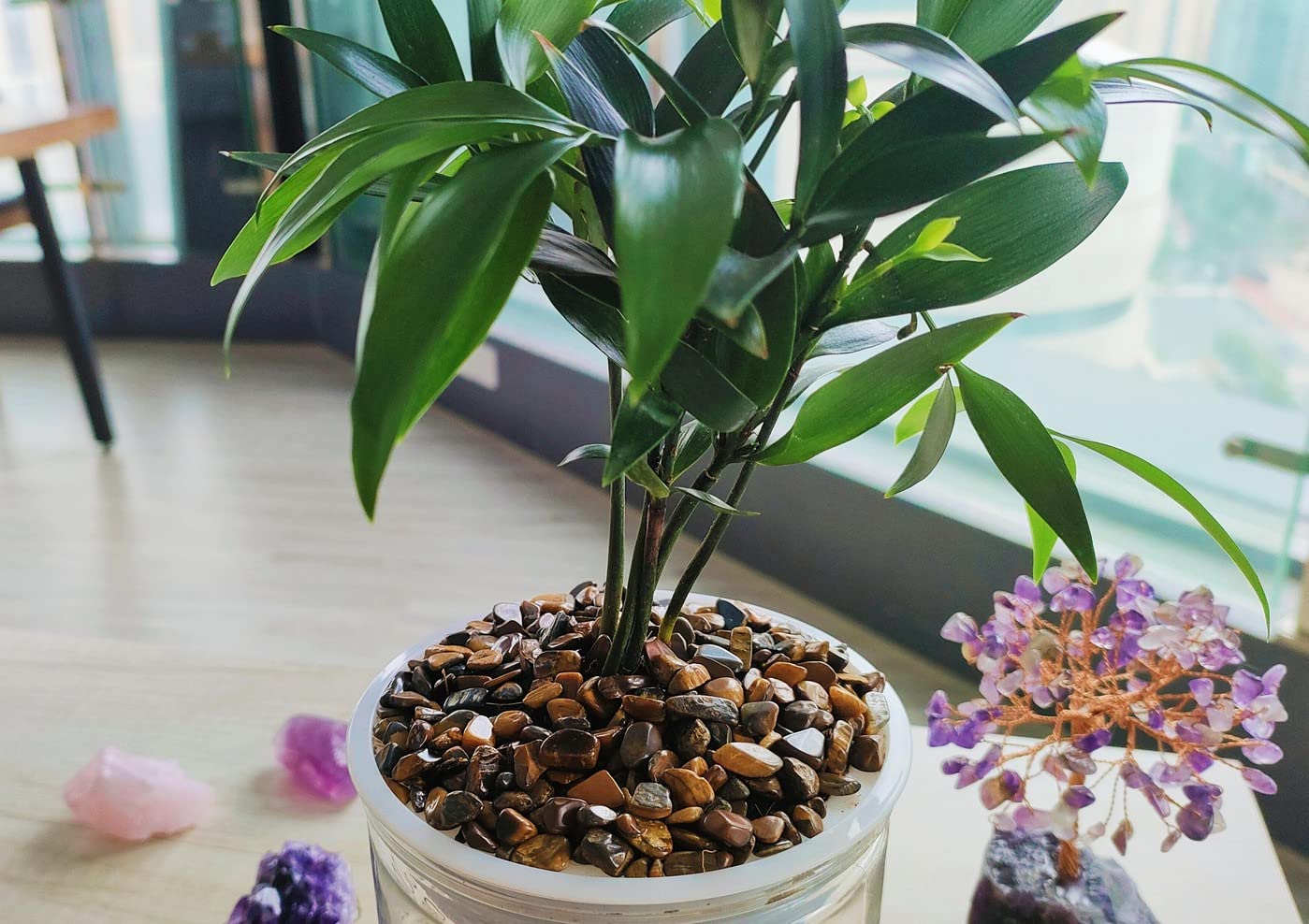 ZHIYUXI Tigers Eye Crystal Vase Filler Crystal Chips Stone for Decoration Succulent Plants Vase Fish Tank Gravel Crushed Crystal