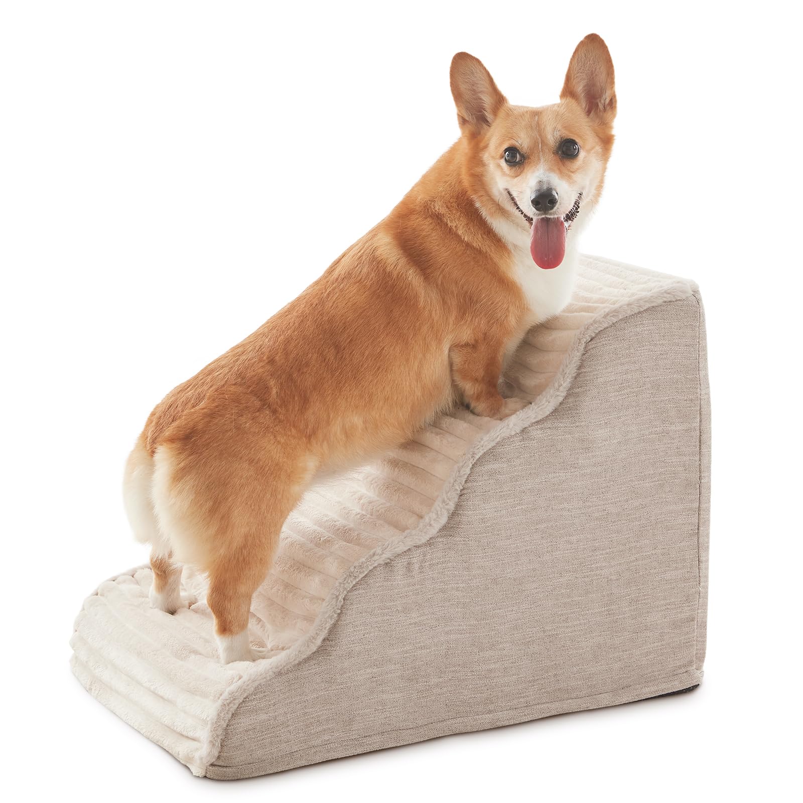 Laojin Balhen Dog Stairs for Small Dogs and Cats 18 H, High Density Support Foam Dog Steps Ramp for Bed and Couch, Pet Stairs wi