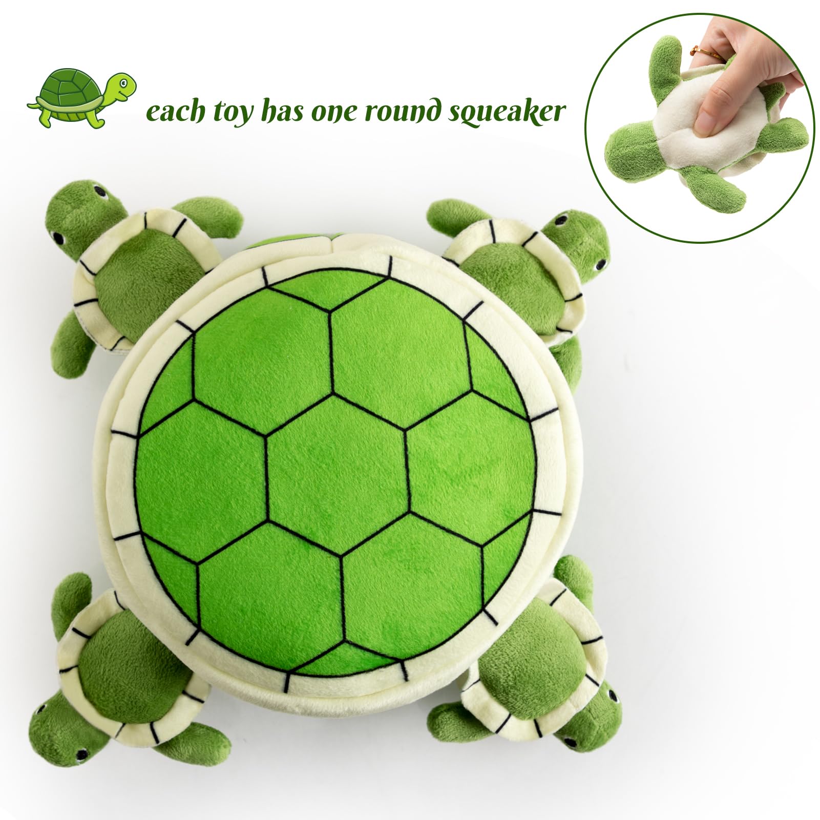 Hollypet Squeaky Dog Toy, Interactive Plush Hide And Seek Dog Toys For Small Medium Sized Dogs And Non-Aggressive Chewers, Puppy Teeth Clean Chew Toys, Turtles