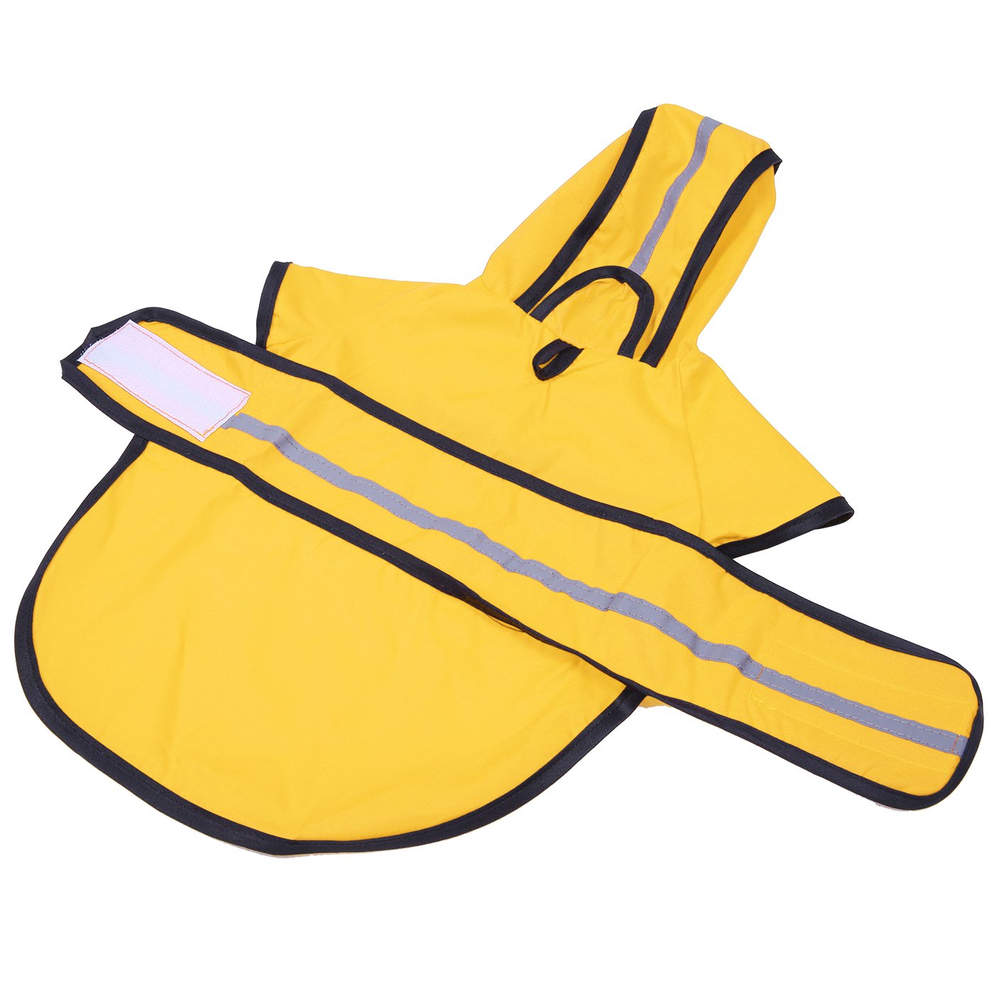 Hde Dog Raincoat Hooded Slicker Poncho For Small To X-Large Dogs And Puppies Yellow - S