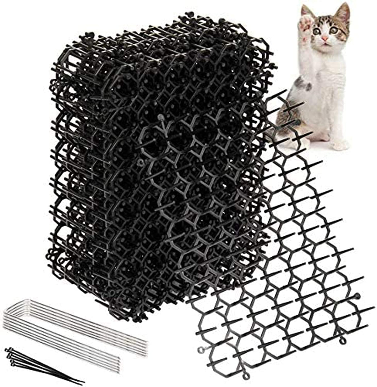 Oceanpax 12 Pack 8.5 X 6.5 Inch Square Cat Scat Mats For Cats With Spikes, Prickle Strips From Digging Cat Deterrent Outdoor Inc
