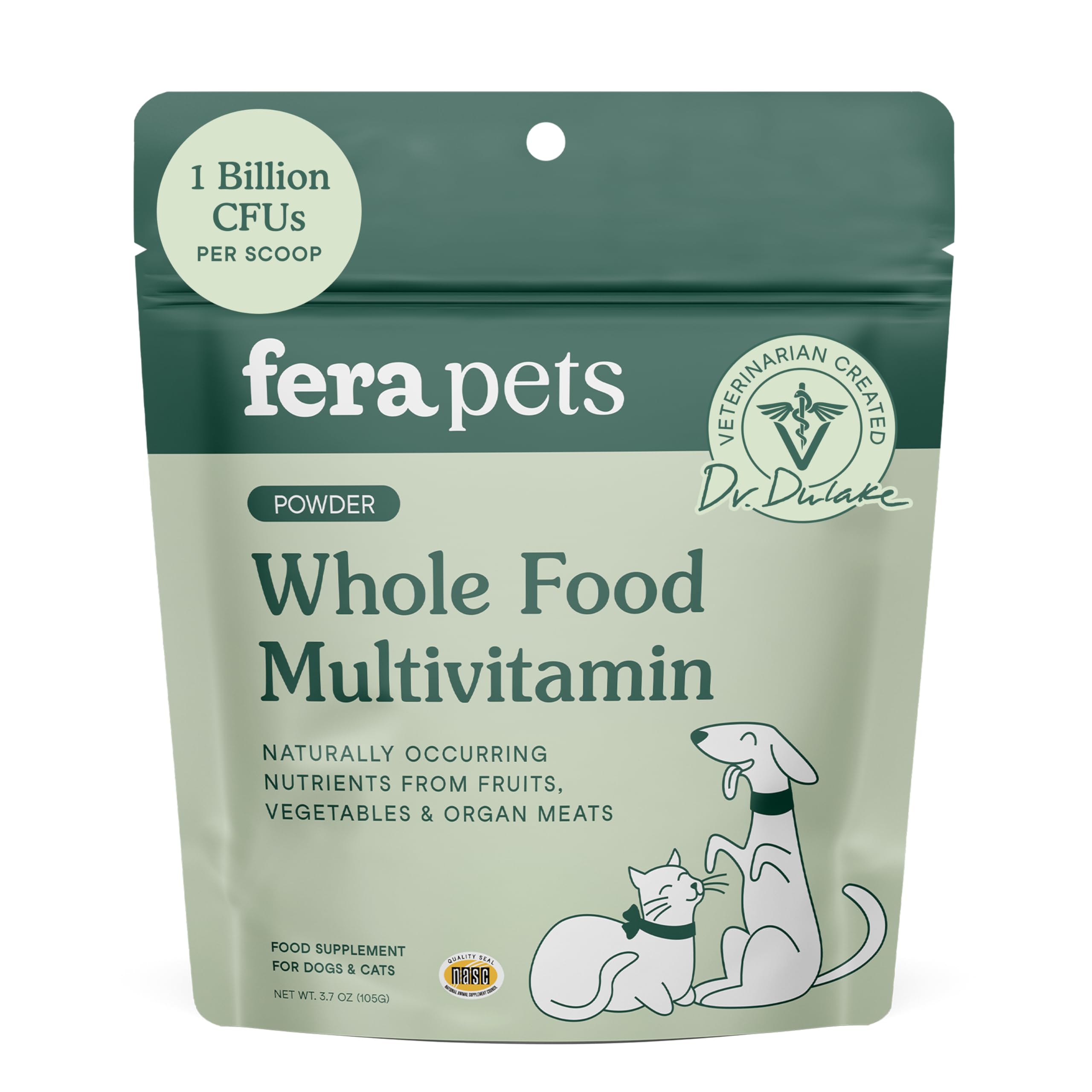Fera Pet Organics Whole Food Multivitamin Cat and Dog Food Topper - Vet Created Cat & Dog Vitamins Plus Minerals, Micronutrients