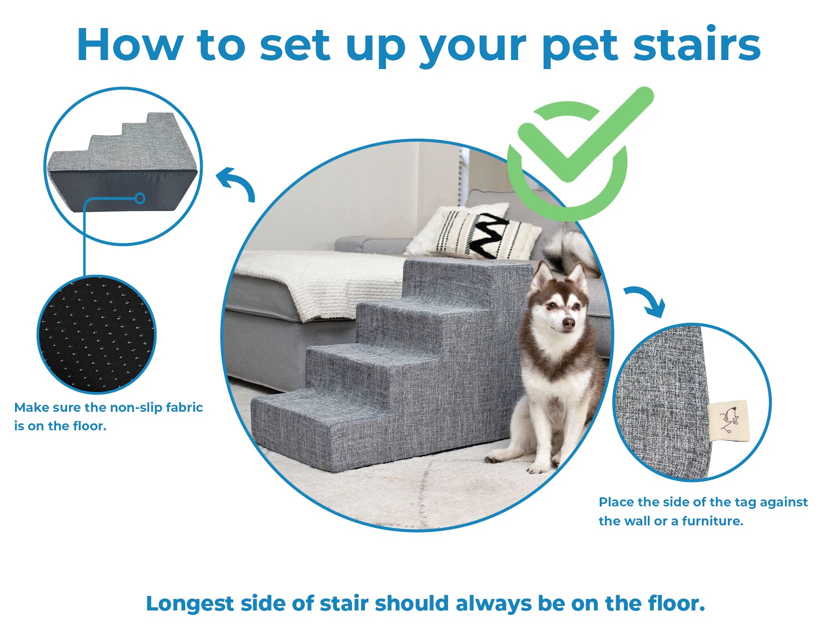Best Pet Supplies Dog Stairs For Small Dogs & Cats, Foam Pet Steps Portable Ramp For Couch Sofa And High Bed Non-Slip Balanced Indoor Step Support, Paw Safe No Assembly - Lambswool, 5-Step