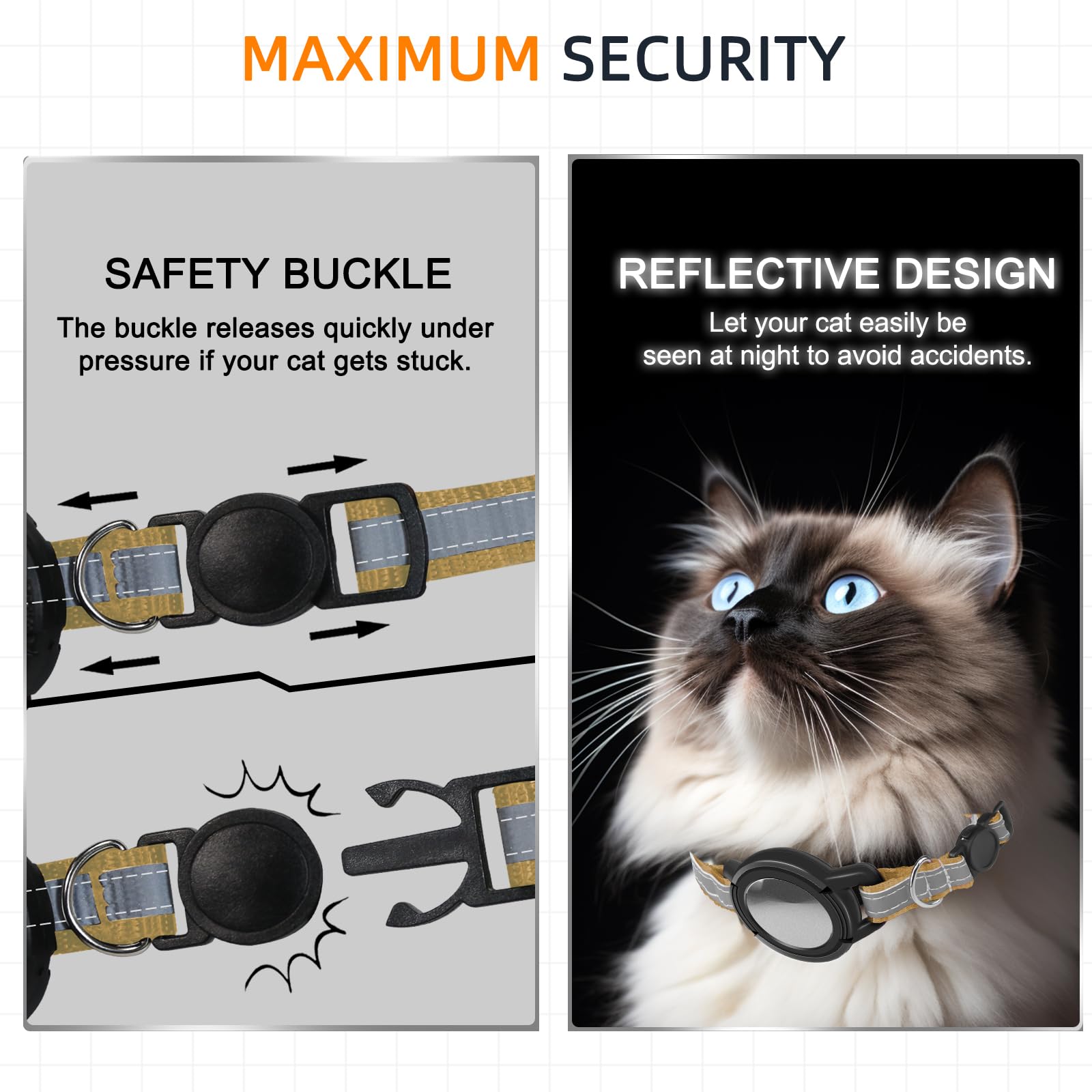 Airtag Cat Collar Breakaway, Odokele Reflective Cat Collars With Apple Air Tag Holder For Kitten, Cat Gps Tracker Adjustable Col