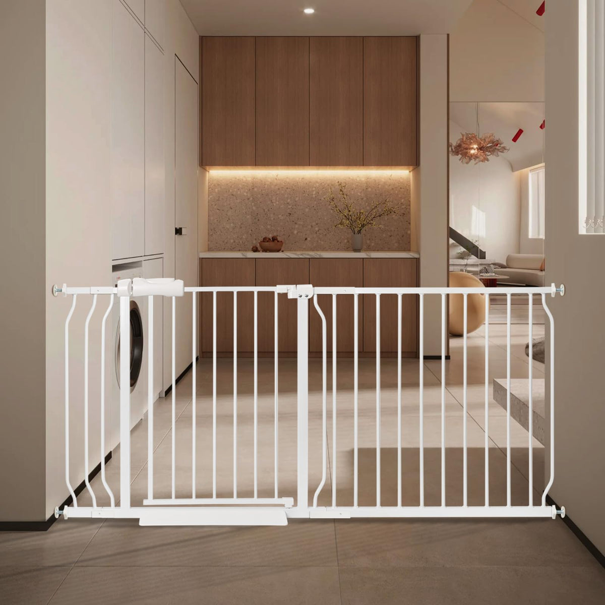 Extra Wide Baby Gate with Door Pressure Mounted 62.20-66.92 Inch,Child Baby Gates for Doorways No Drilling,Walk Through Dog Gate