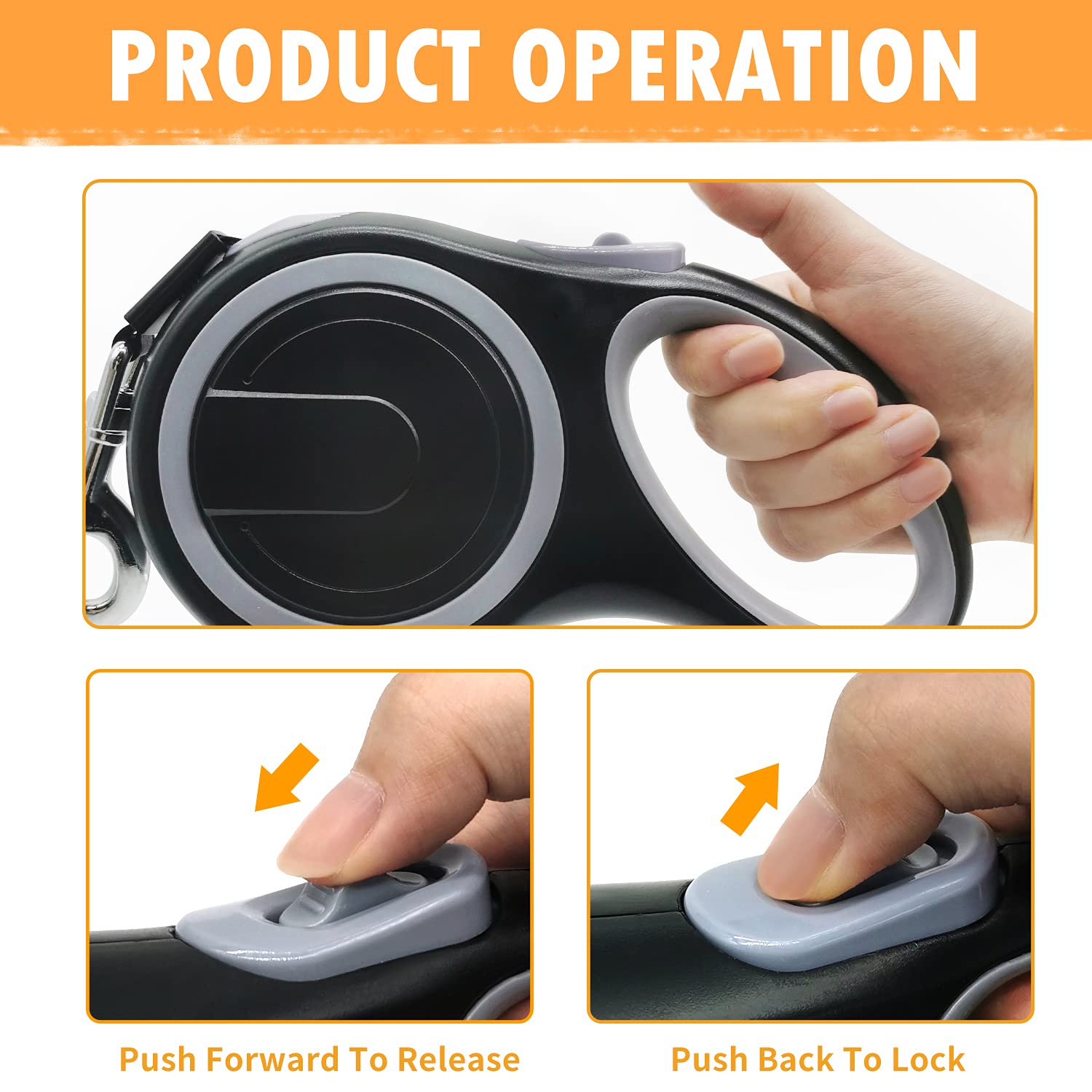 26Ft Retractable Dog Leash, Heavy Duty Great Leash For Dog Up To 110 Lbs, Anti-Slip Rubberized Handle, One-Handed Brake, Strong