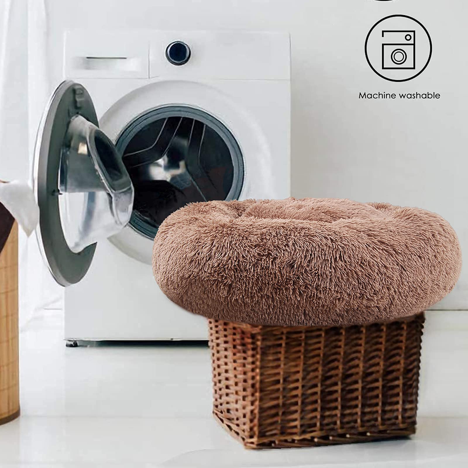 Dog Beds For Medium Dogs Washable Donut French Bulldog Ded Calming Cat Bed For 2 Cats 30 Inches Fluffy Cozy Puppy Bed Washable A