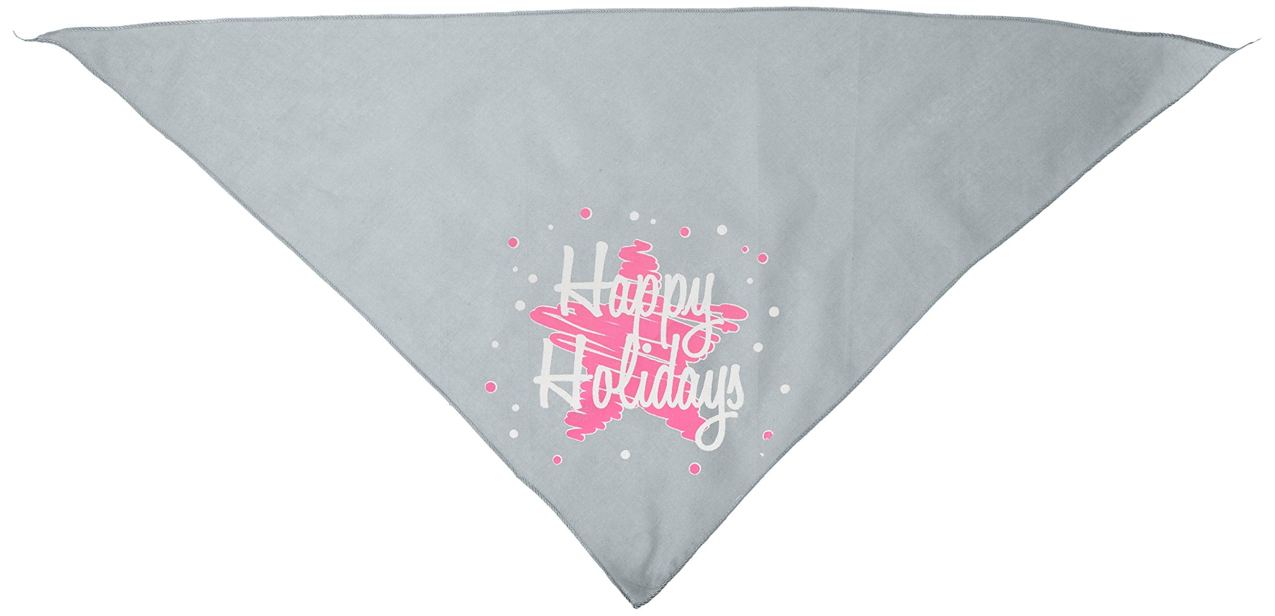 Christmas Pet and Dog Bandana Screen Printed, &quot;Scribble Happy Holidays&quot; Grey Large
