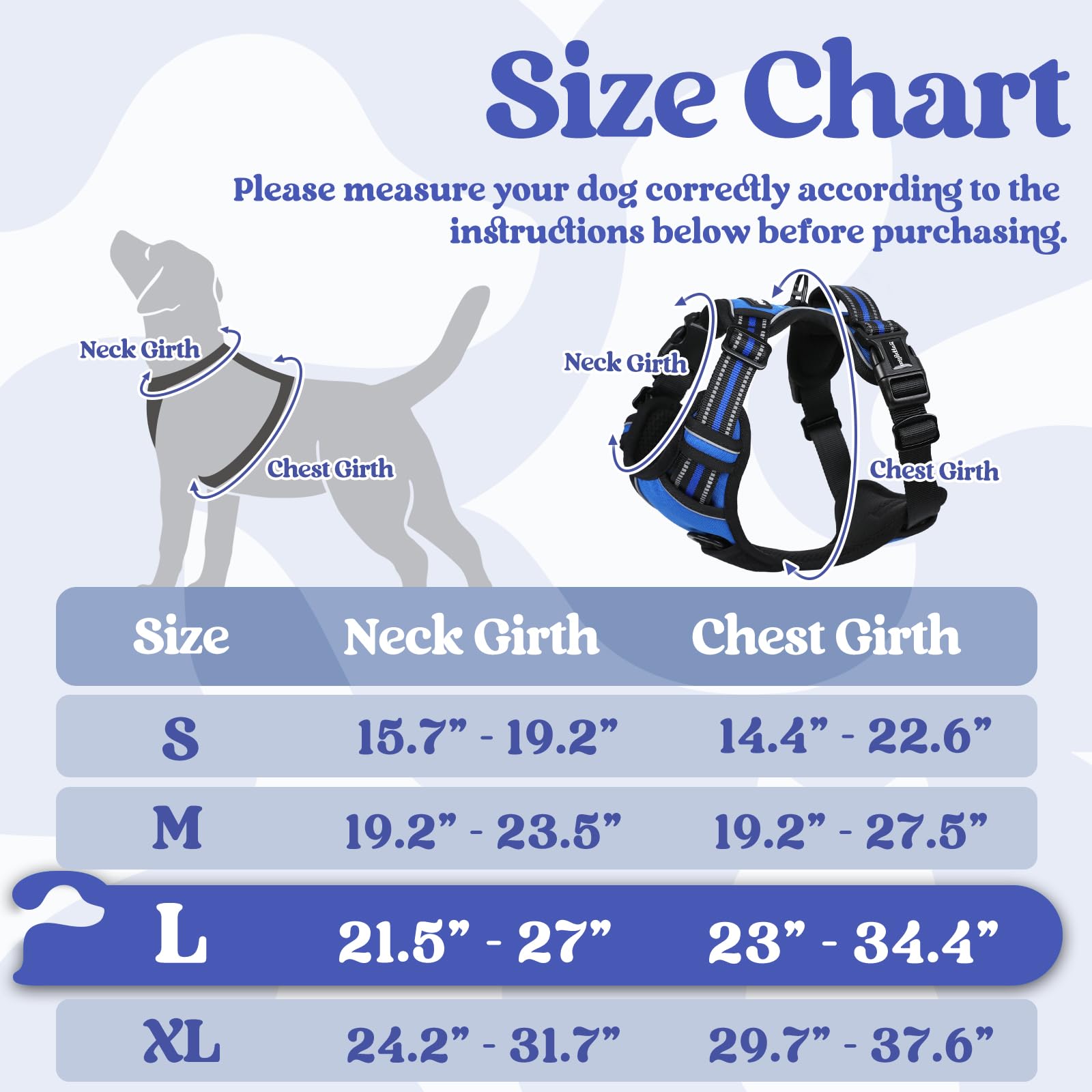 Rabbitgoo Dog Harness For Large, No Pull Pet Harness With 3 Buckles, Adjustable Soft Padded Pooch Vest With Instant Control Handle, Easy Walking Reflective Pet Vest For Large Dogs, Blue, L