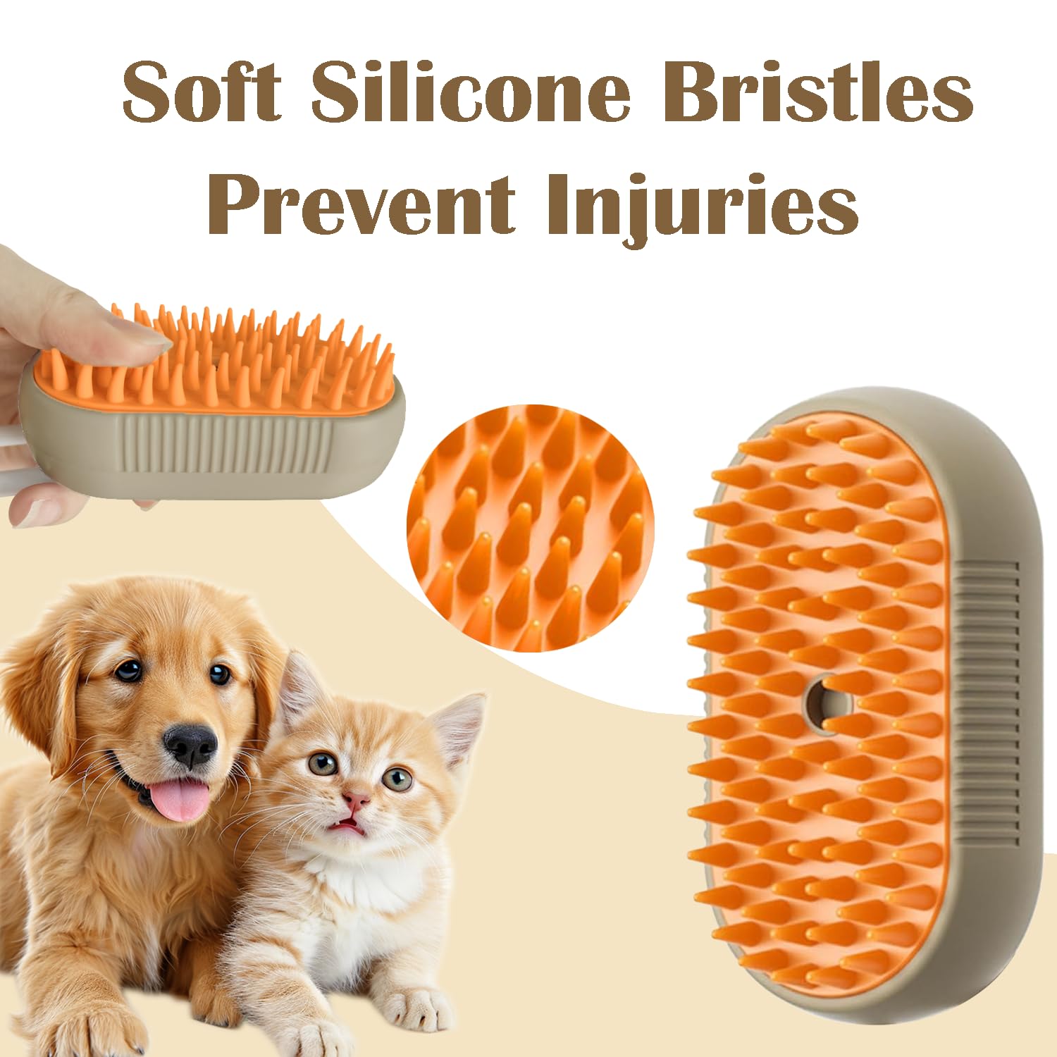 Cat Steam Brush, 3 In 1 Pet Spray Hair Removal Comb, Cats And Dogs Brush For Shedding, Rechargeable Silicone Pet Steam Brushes,