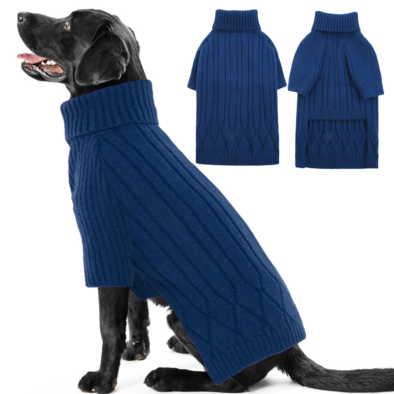 OUOBOB XL Dog Sweaters for Extra Large Dogs, Warm Winter Fall Dog Sweaters for Dog Girls Boys, Turtleneck Dog Knitwear, Doggie C