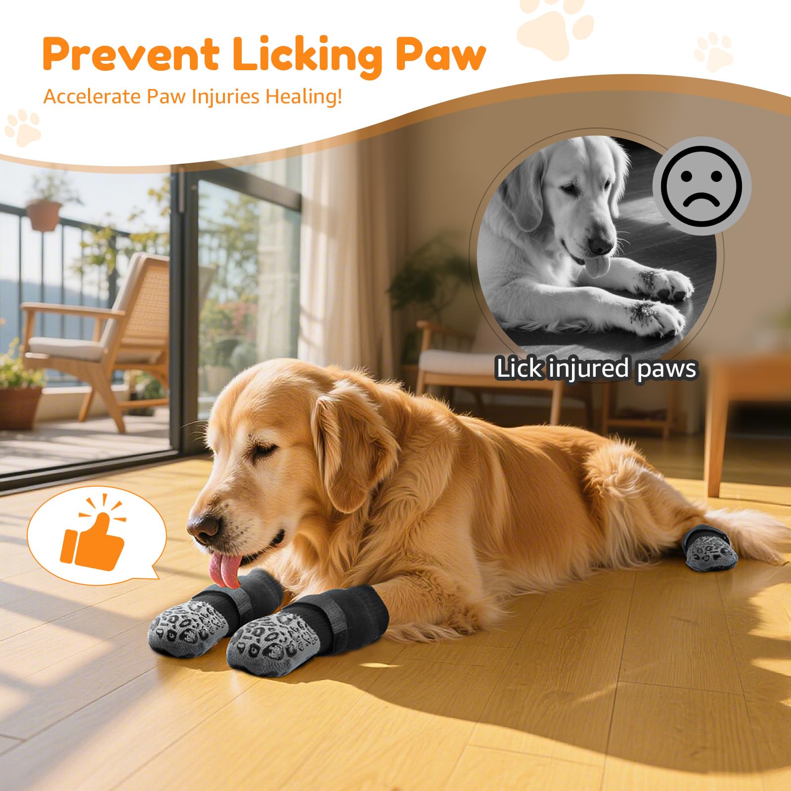 Pick For Life Non Slip Dog Socks With Grippers Prevent From Licking Paws,Anti-Slip Dogs Grip Socks For Senior Dogs On Hardwood F