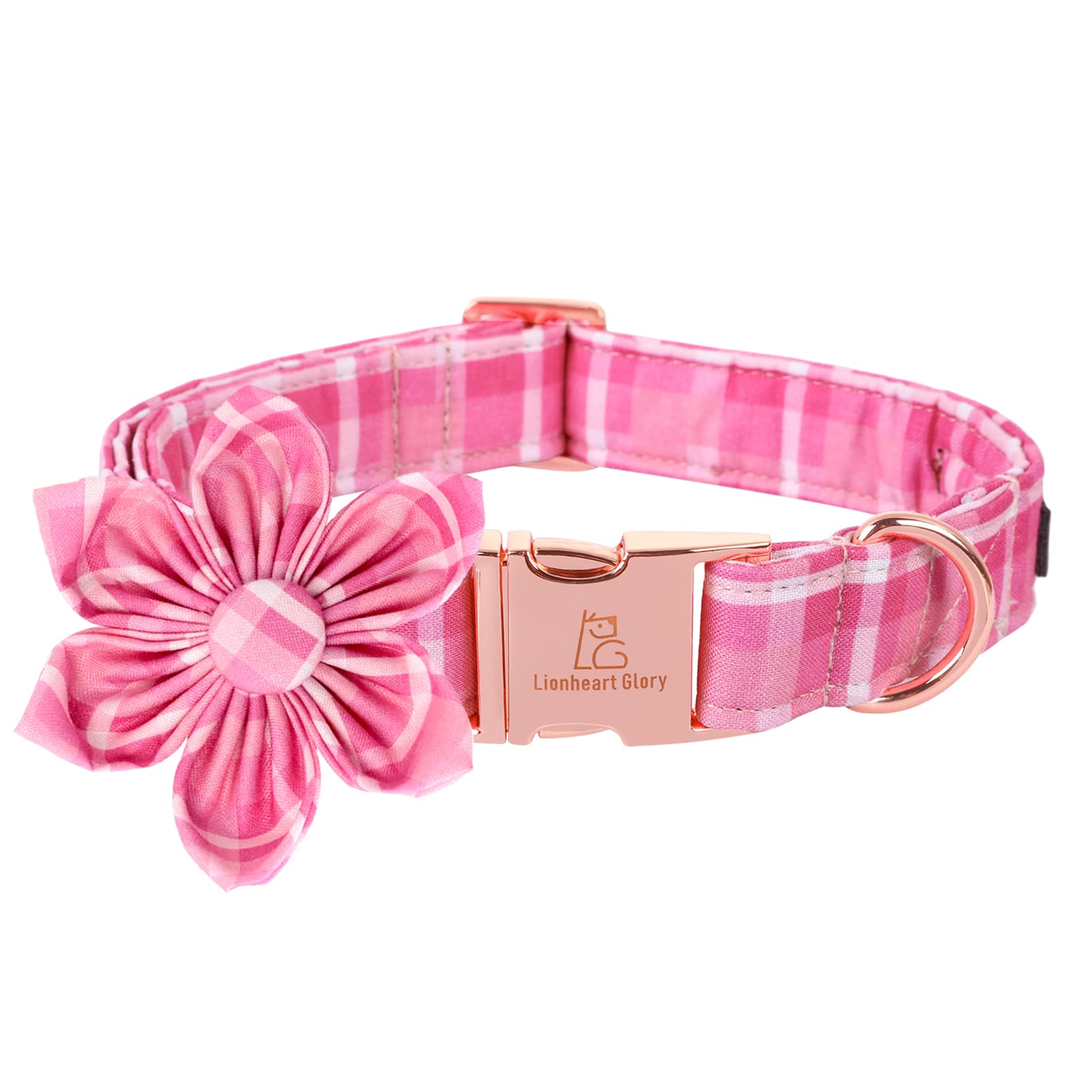 Lionheart Glory Dog Collar, Pink Dog Collar With Flower, Cute Floral Pattern Pet Collar Adjustable Dog Collar For Medium Dogs