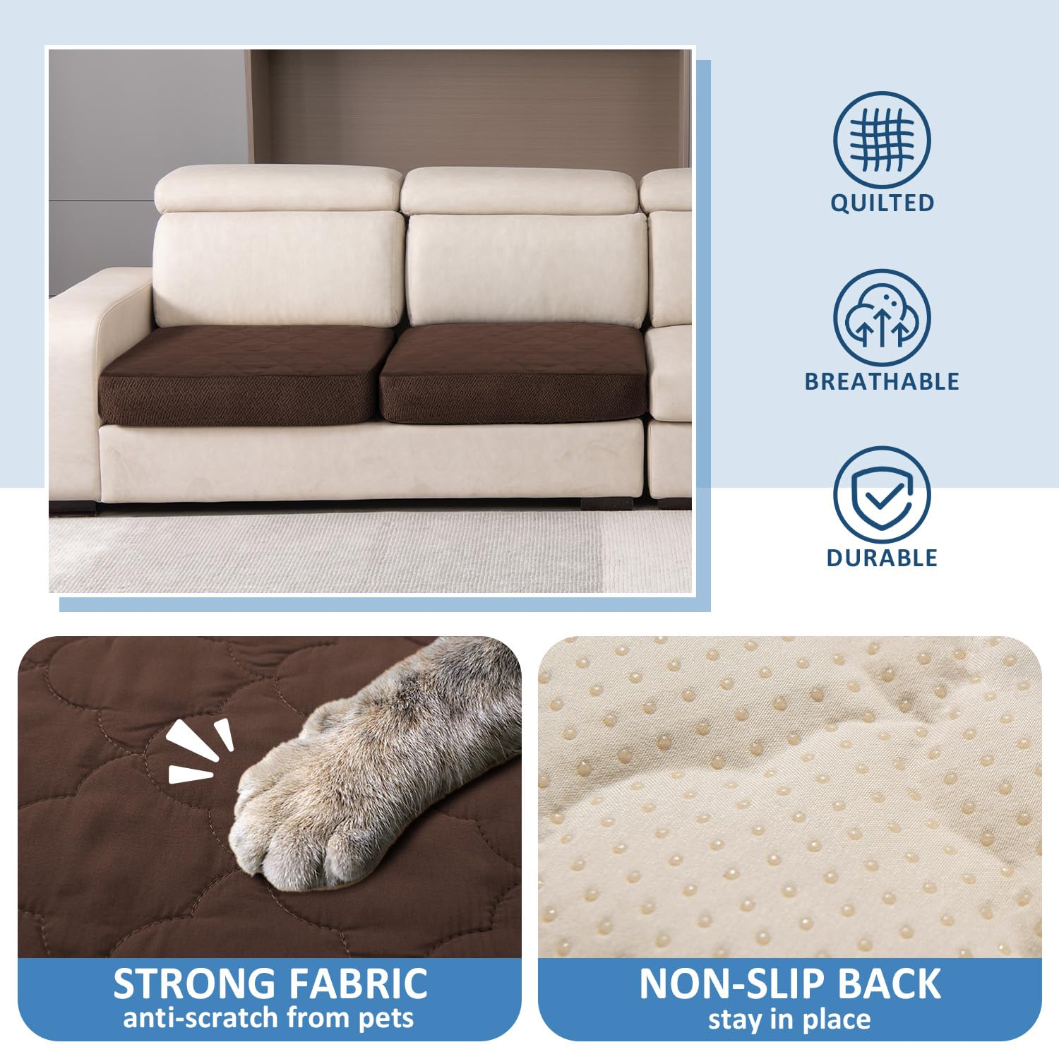 CHHKON Dog Bed Covers Replacement Washable Waterproof Pet Puppy Bed Cover for Dog(Brown,48x30x6 inch)