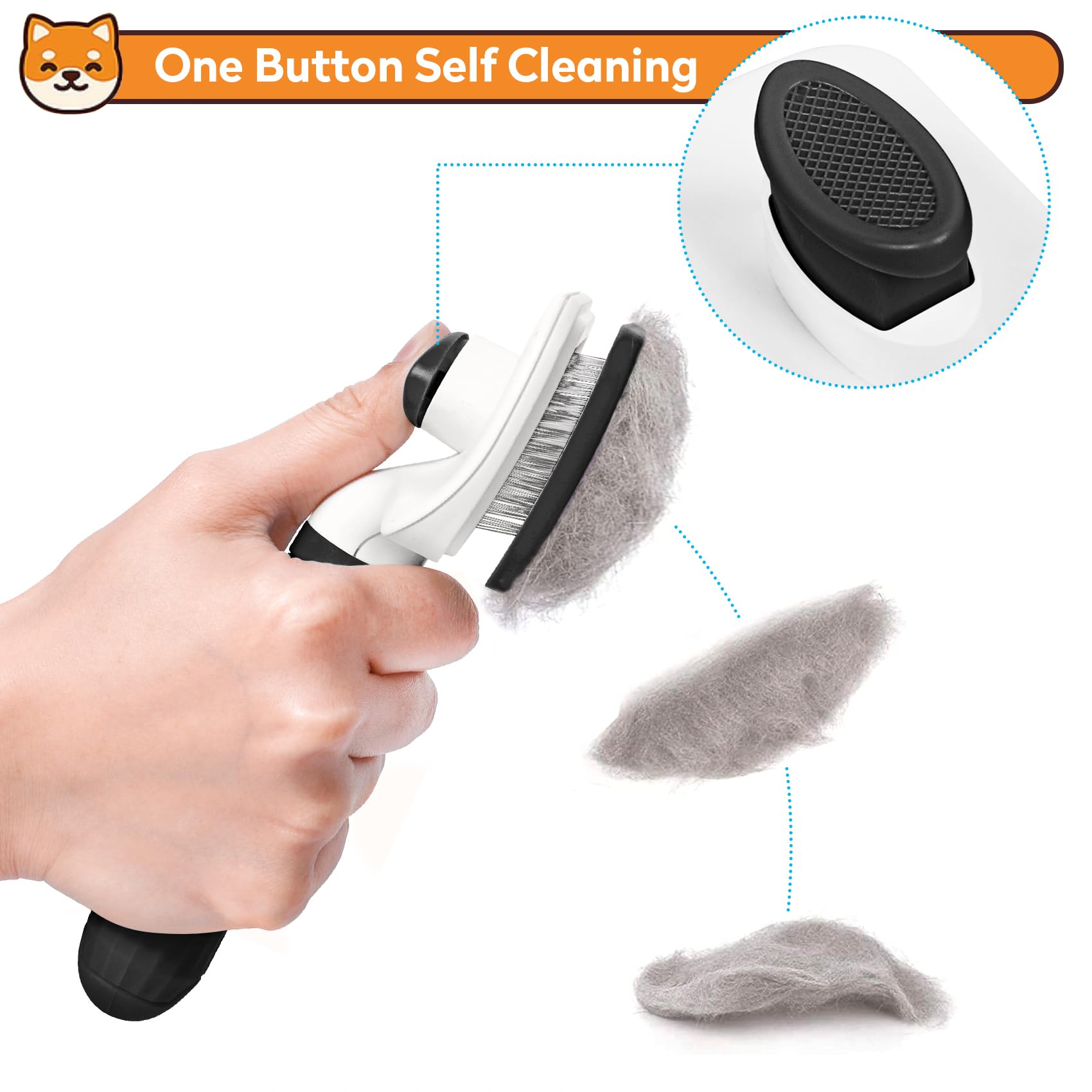 Pwod Dog & Cat Brush, Black Self Cleaning Slicker Brush For Pets, Upgraded Dog Brush For Shedding Massaging And Grooming, Remove