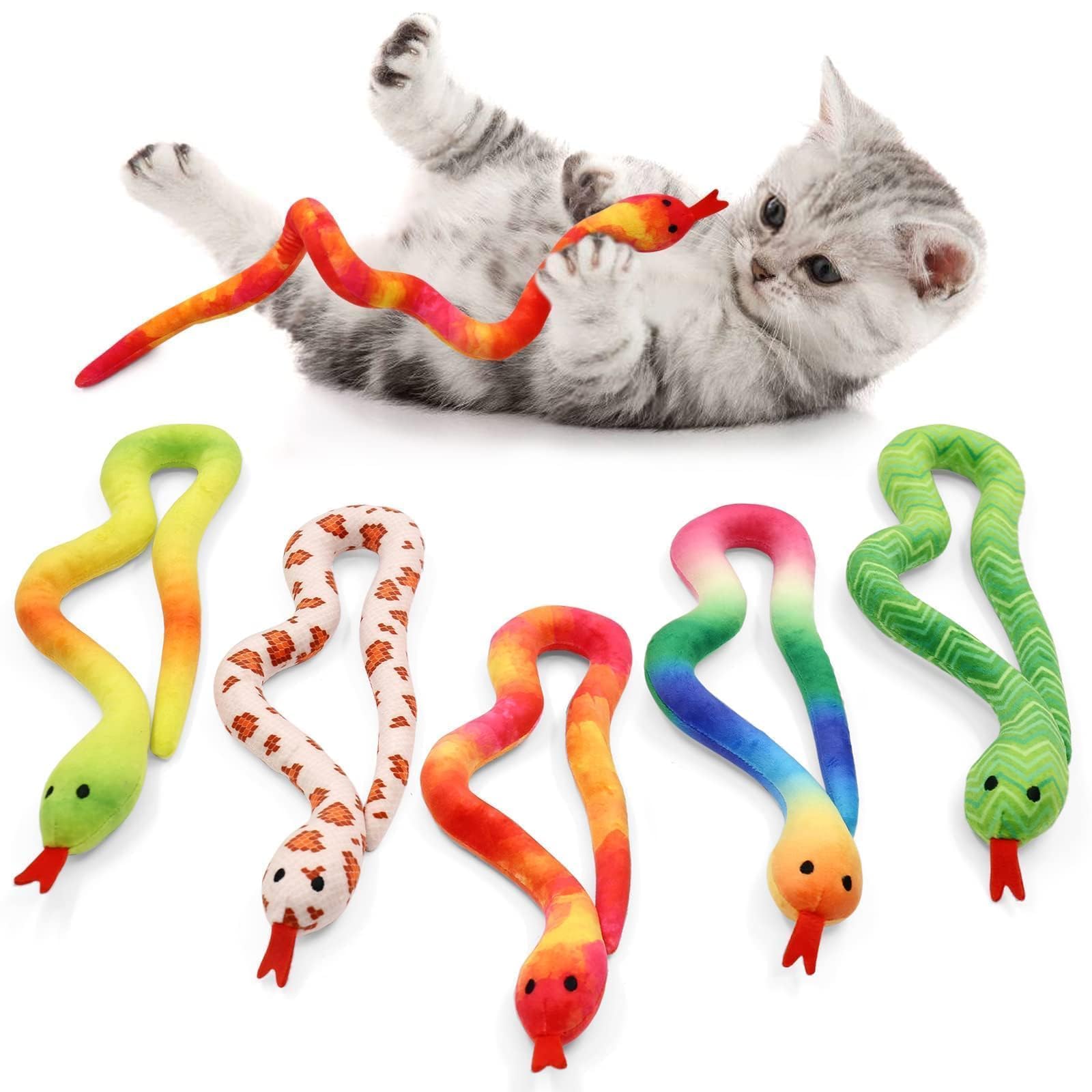 Ciyvolyeen 5 Pack Snake Cat Toys Catnip Toys For Indoor Cats Kitten Supplies Interactive Snakes Cat Toy Birthday Gift For Cat Lo