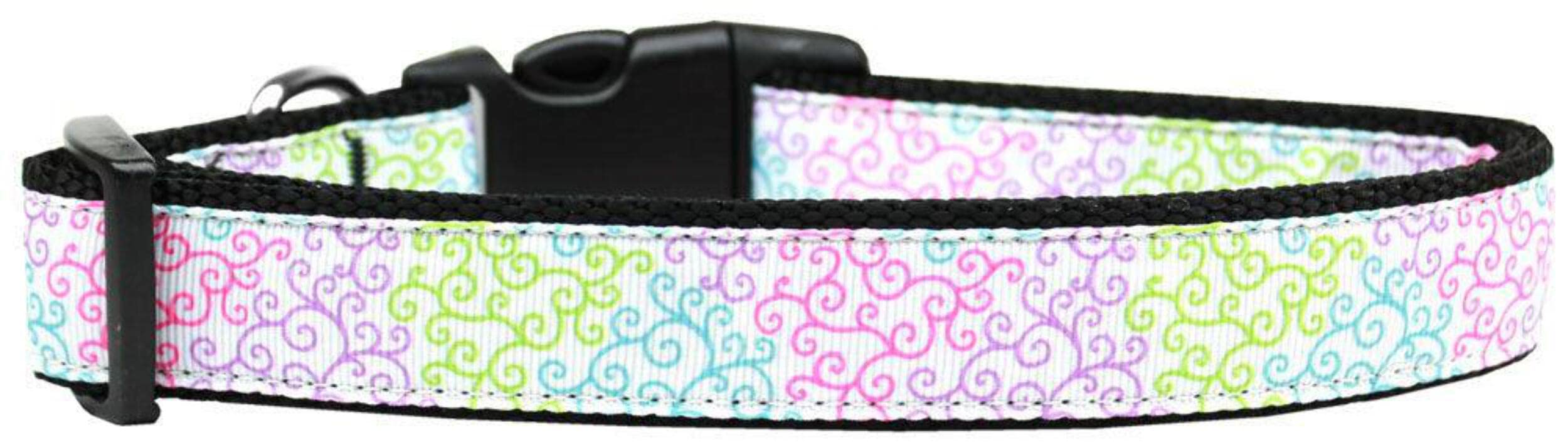 Pet Dog & Cat Nylon Collar or Leash, &quot;Summer Swirls&quot; MD Narrow Collar