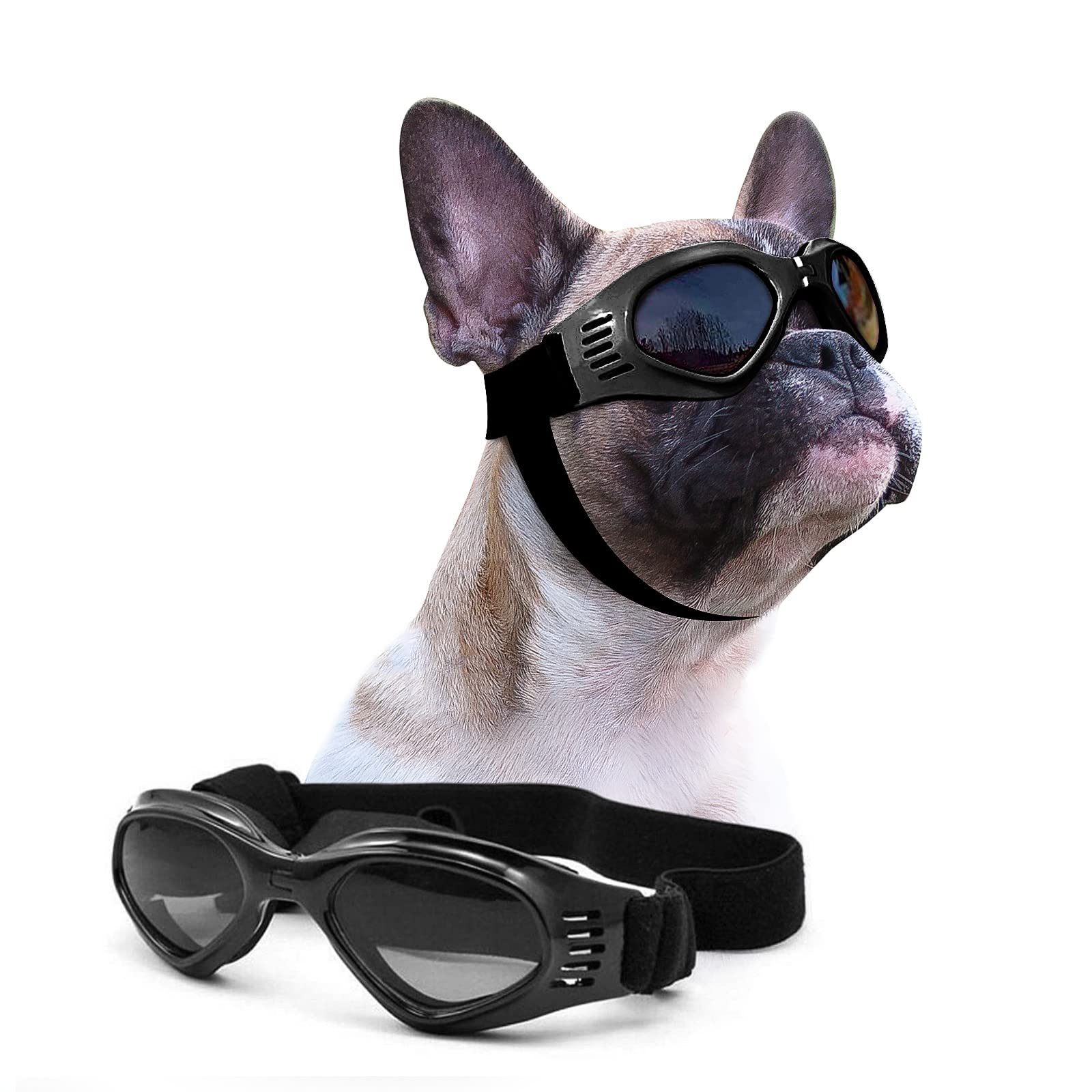 Petleso Dog Goggles Medium Breed, Dog Sunglasses For Medium Dogs Eye Protection Windproof, Black