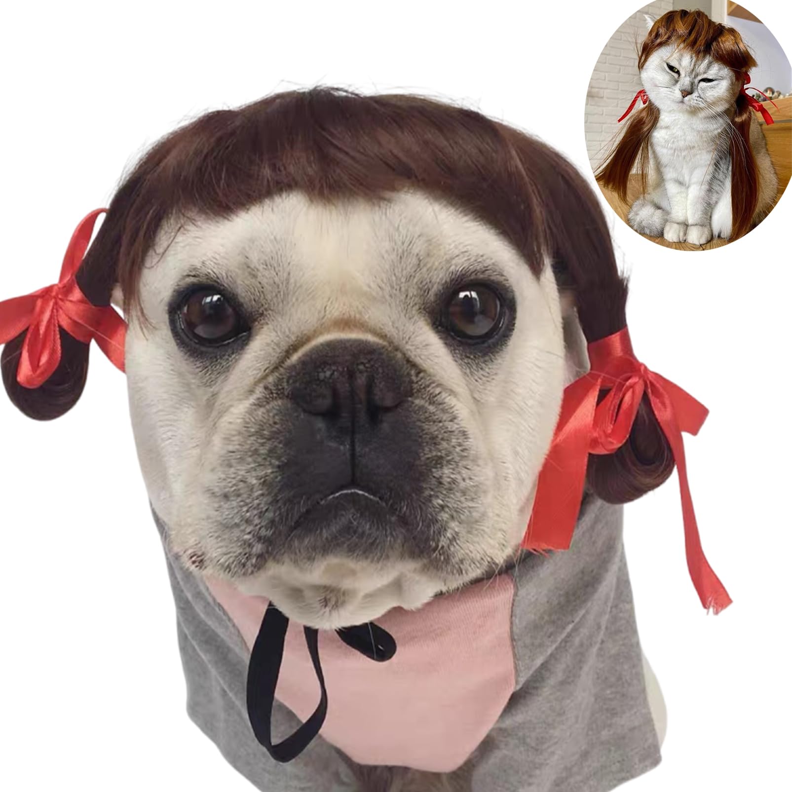 Funny Dog Wig Pet Costumes, Kediciz Cat Costume Synthetic Hairpiece Cosplay Wigs, Headwear For Halloween Christmas Festivals Par