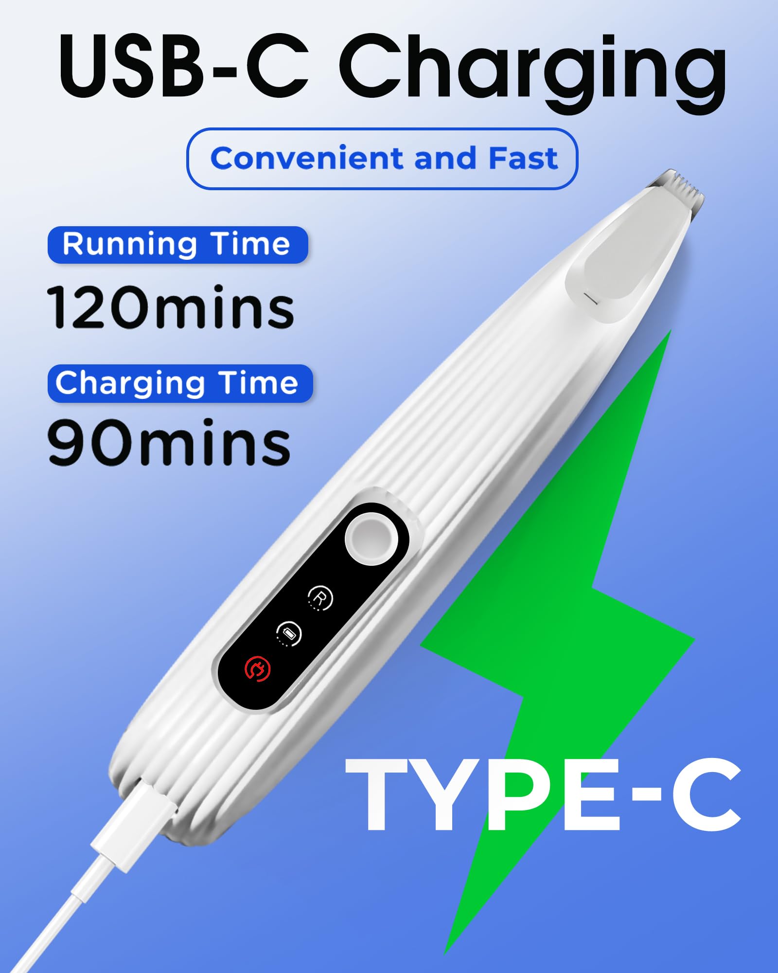 FURBONA Upgraded Dog Paw Trimmer with LED Light, 9 mm Mini Blade (0.35 inches), Smart Display, Type-C Rechargeable Pet Clippers