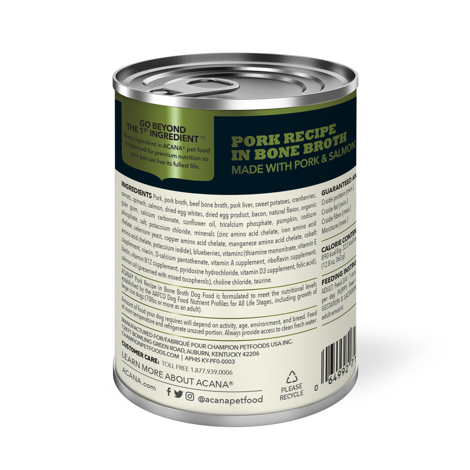 ACANA Premium Chunks in Bone Broth Grain-free Wet Dog Food Pork Recipe 12.8oz Cans (12 Count)