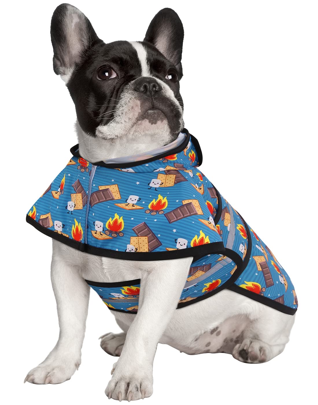 Hde Dog Raincoat Hooded Slicker Poncho For Small To X-Large Dogs And Puppies Happy Camper - M