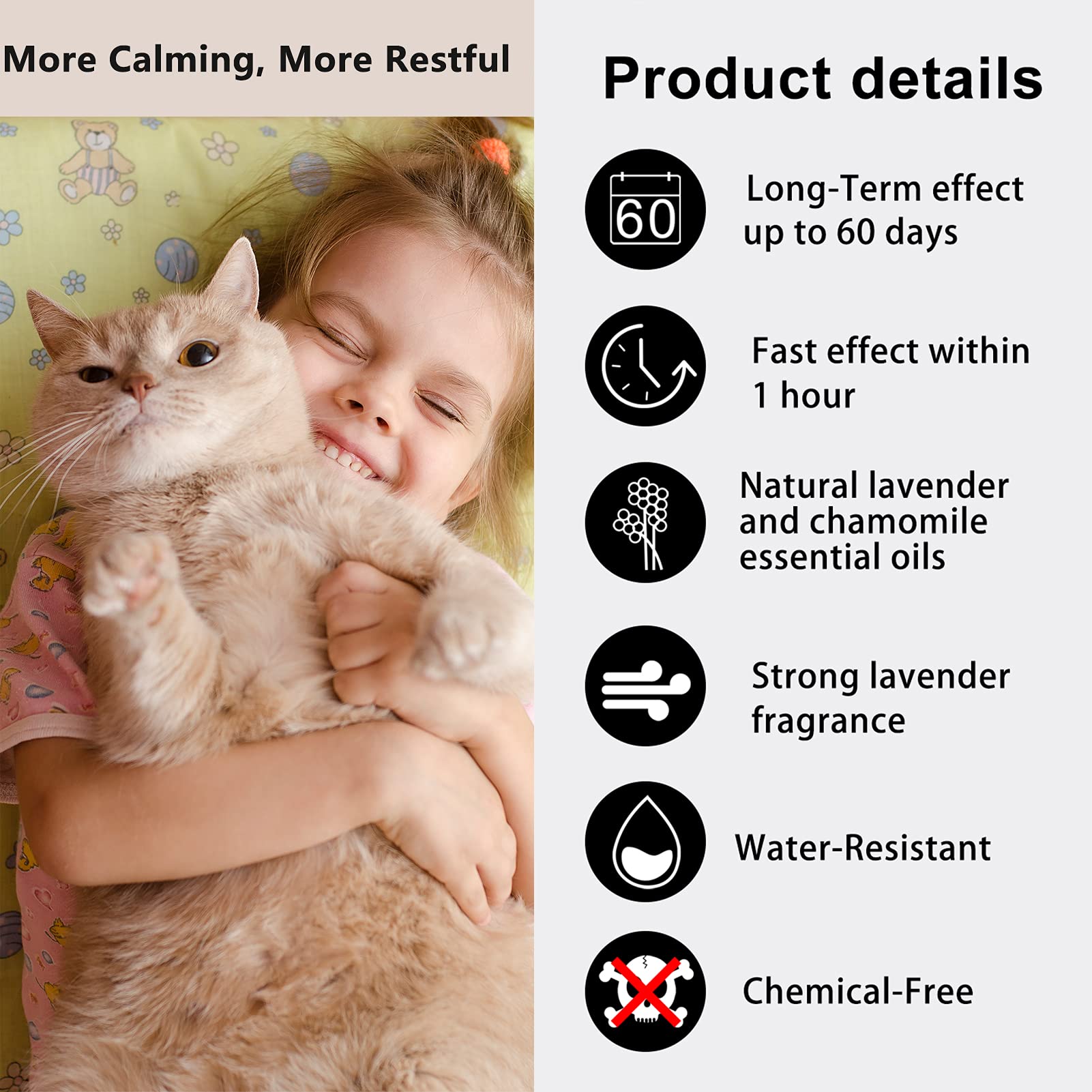 Wustentre 3 Pack Calming Collar for Cats, Cat Calming Collars, Cat Pheromones Calming Collar, Adjustable Cat Anxiety Collar for