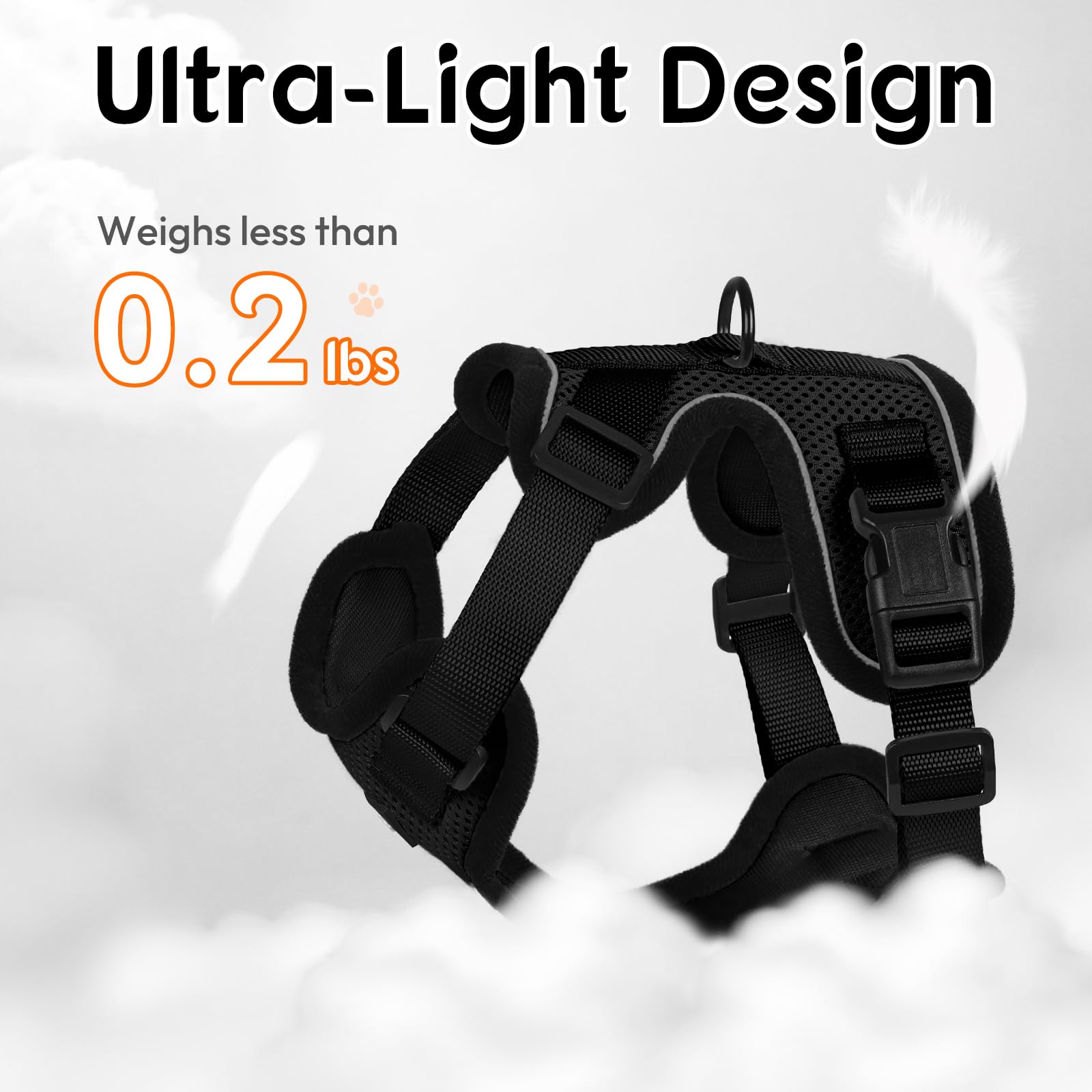 Dooradar Cat Harness And Leash Set, Escape Proof Safe Adjustable Kitten Vest Harnesses For Walking, Easy Control Soft Breathable Mesh Jacket With Reflective Strips For Cats, Black, S