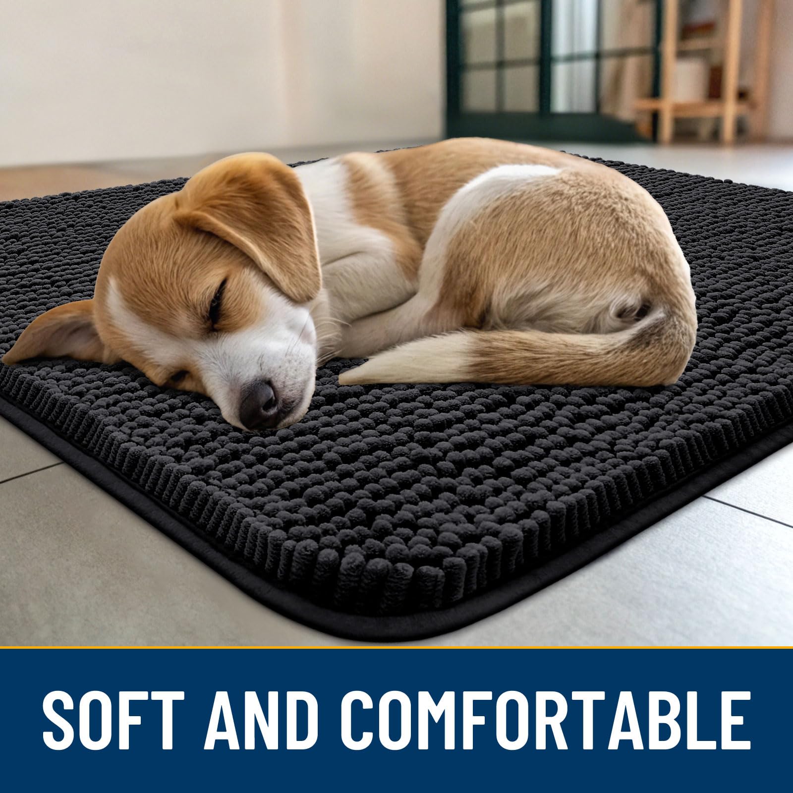 Smiry Dog Bed Mat 47X32, Ultra Soft Non-Slip Washable Quick Dry Chenille Dog Sleeping Mattress For Large Jumbo Medium Small Dogs