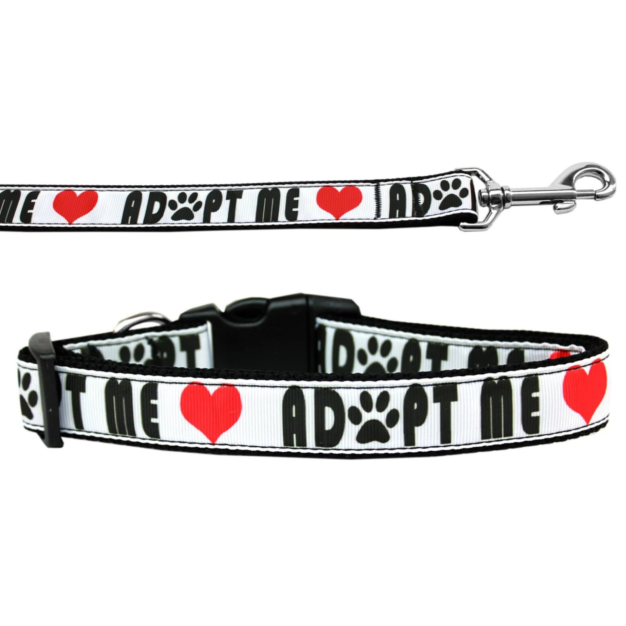 Pet Dog & Cat Nylon Collar or Leash, &quot;Adopt Me&quot; XL Collar