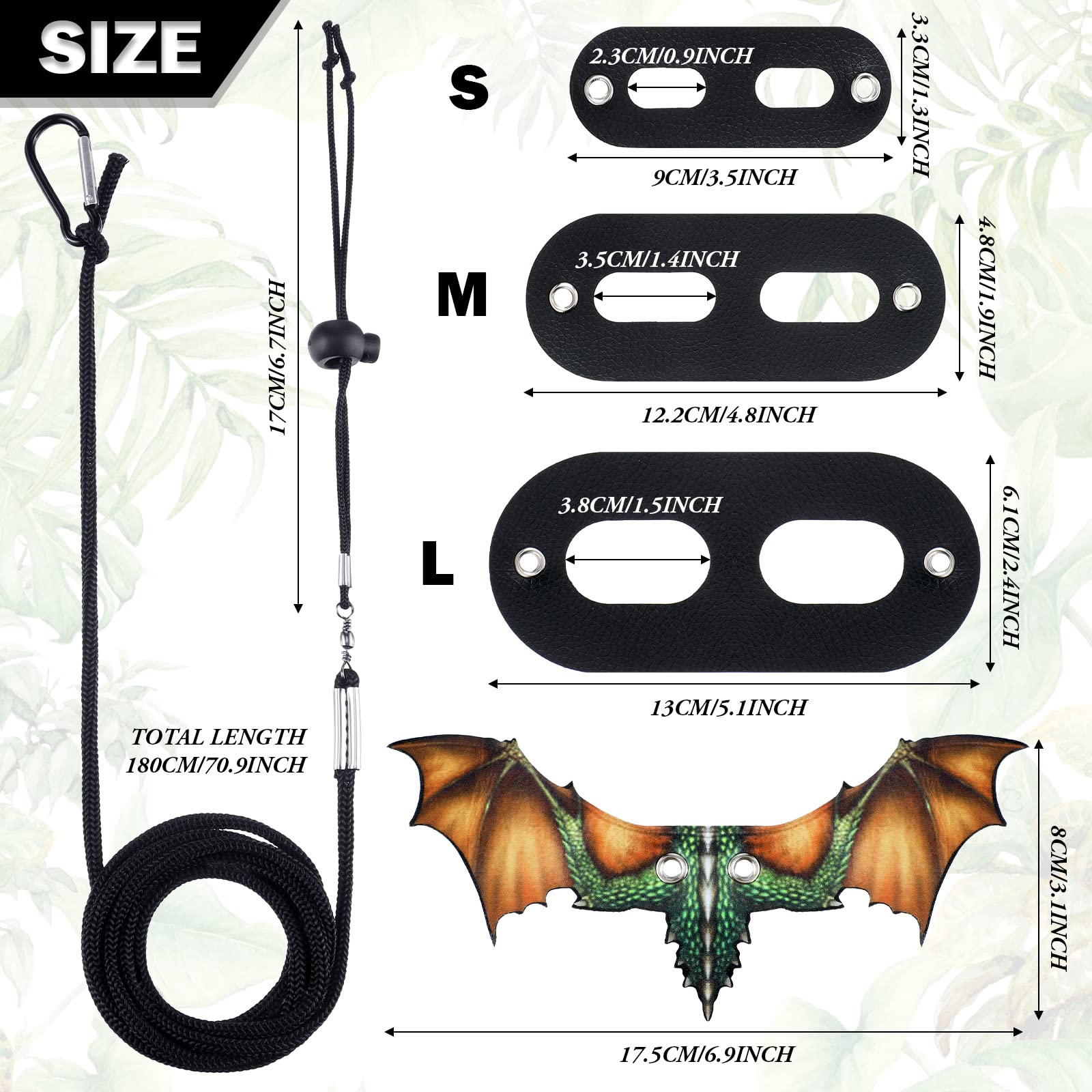 Bearded Dragon Lizard Leash Harness Removable Lizard Leash For Bearded Dragon Lizard Reptiles, Bearded Dragons Lizards Safety Outdoor Walking (S, M, L, 3 Pack) (Orange)