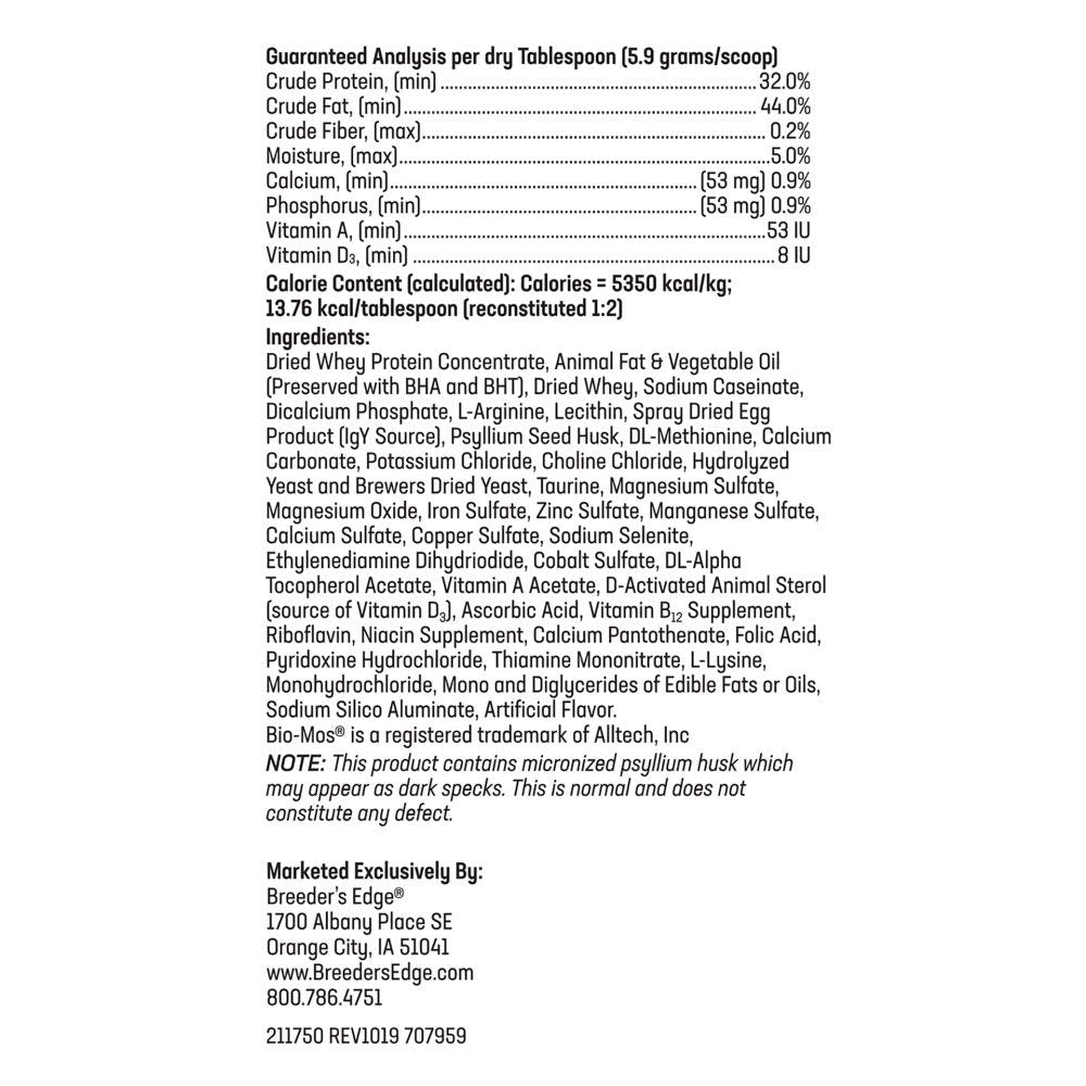 Breeders Edge Foster Care Feline - Powdered Milk Replacer - for Kittens & Cats - 12oz