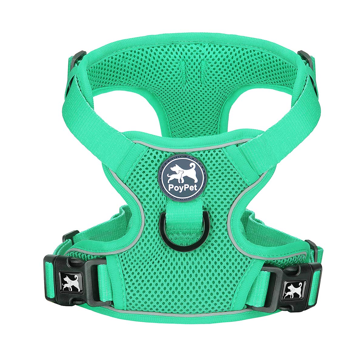 Poypet Reflective Soft Breathable Mesh Dog Harness Choke-Free Double Padded Vest With Adjustable Neck And Chest(Mint Green,M)
