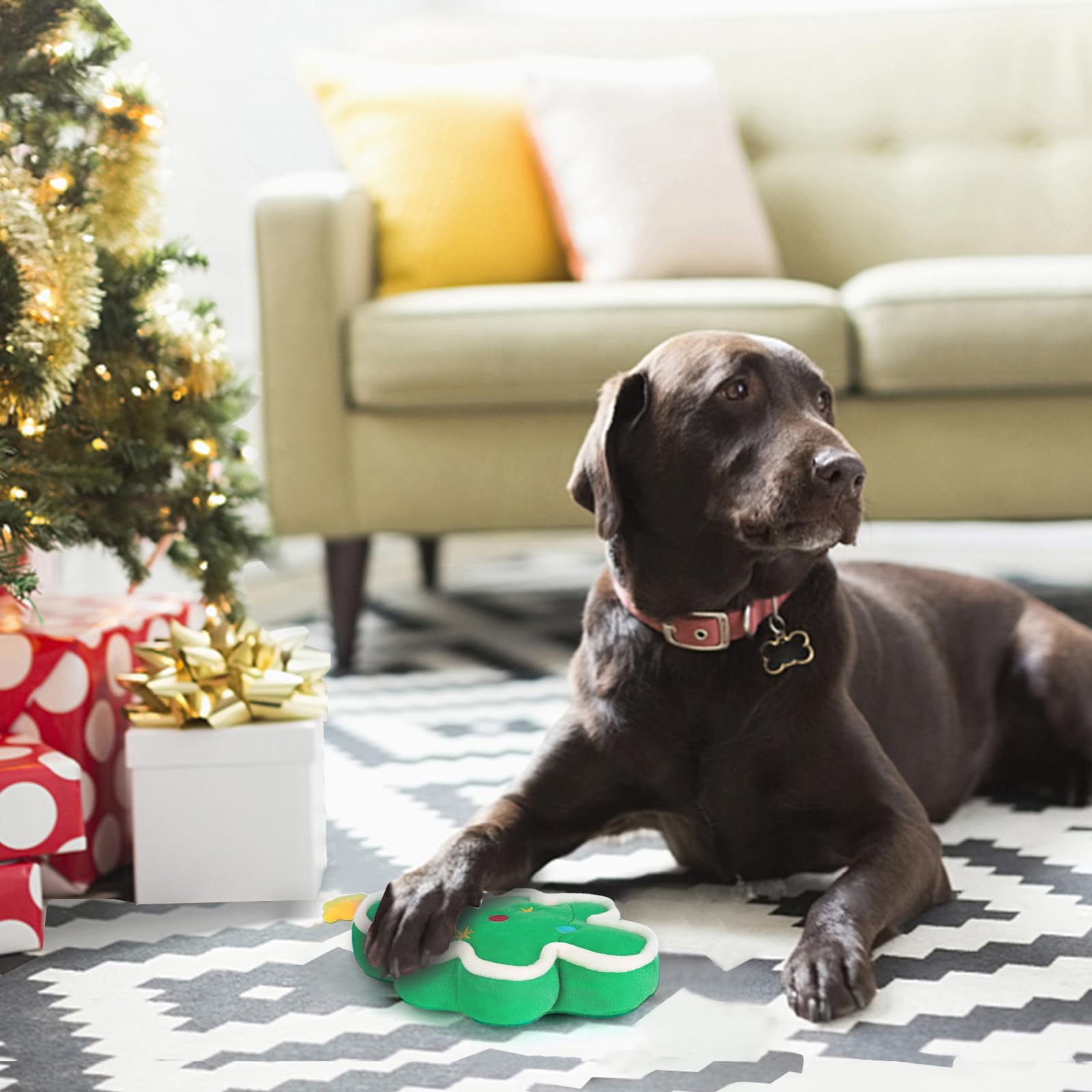Dododola Dog Toys Squeaky Christmas Tree Gift Plush Dog Toys Stuffed Dog Toys With Crinkle Paper For Large Dogs Medium Puppy