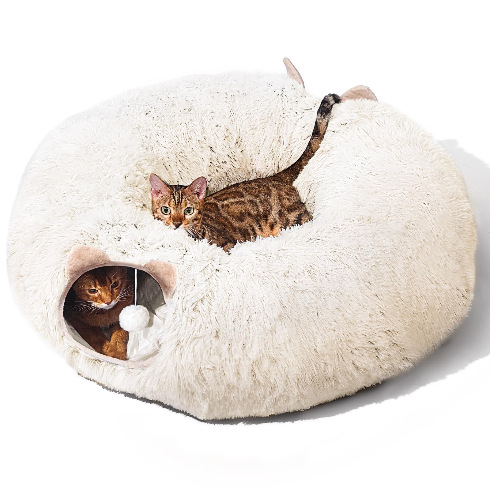 Nezin Cat Tunnel With Cat Bed For Indoor Cats, Multifunctional Donut Tunnel Playground Toys For Cats Kitten