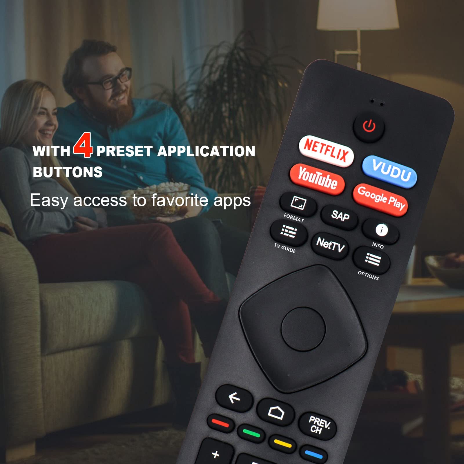 Daloben NH800UP RF402A-V14 IR Remote Control for Philips 4K Ultra HD Smart LED TVs - Black, Compatible with Multiple Models