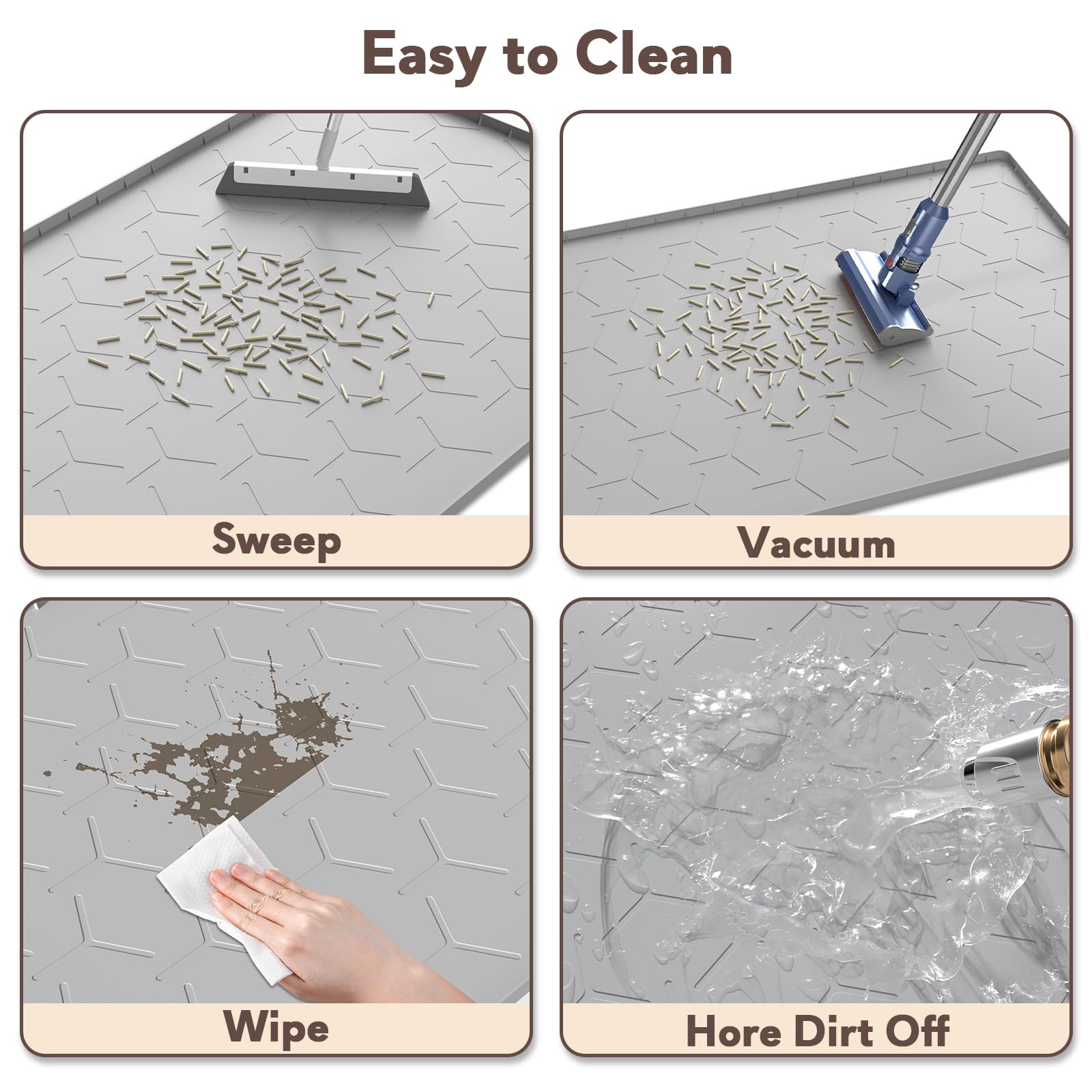 Garoopion Cat Mat For Litter Box, Large 34'' X 22'' Cat Litter Mat, Waterproof Silicone Pad For Floor, Gray