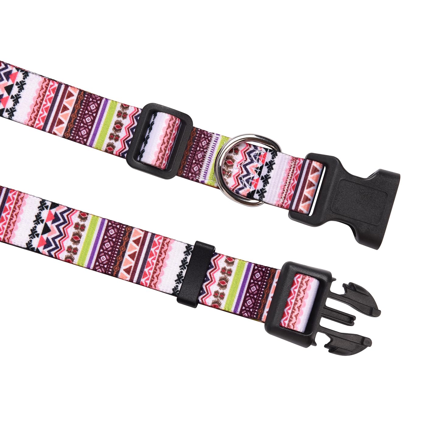 Mihqy Dog Collar With Bohemia Floral Tribal Geometric Patterns - Soft Ethnic Style Collar Adjustable For Small Medium Large Dogs(Pink Bohemia,S)