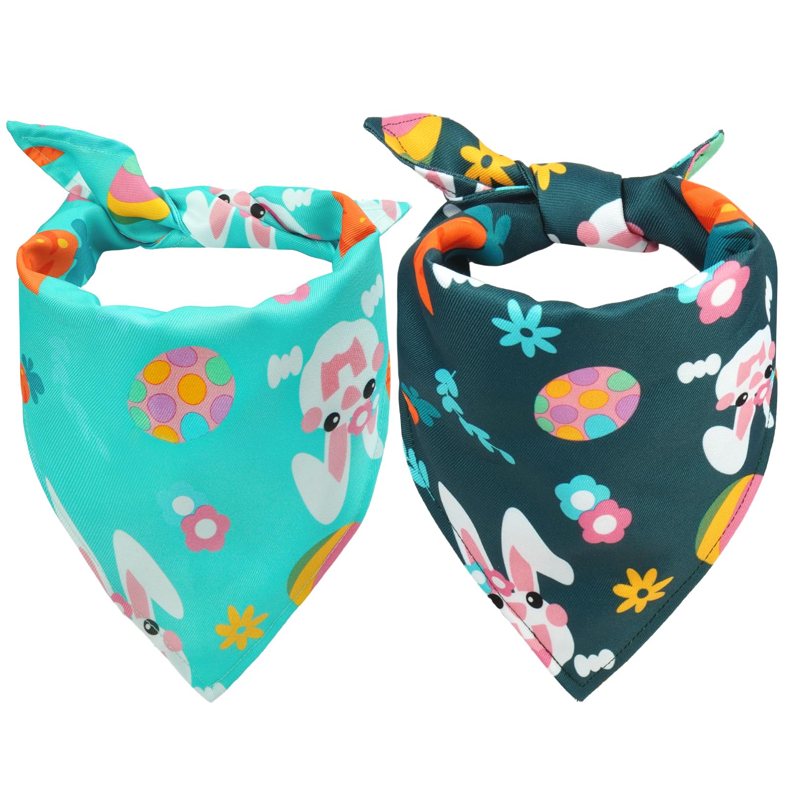 Kuoser Easter Dog Bandanas 2 Pack, Dogs Bandana For Easter Party Small Medium Large Dog, Colorful Easter Egg Bunny Carrot Dogs S